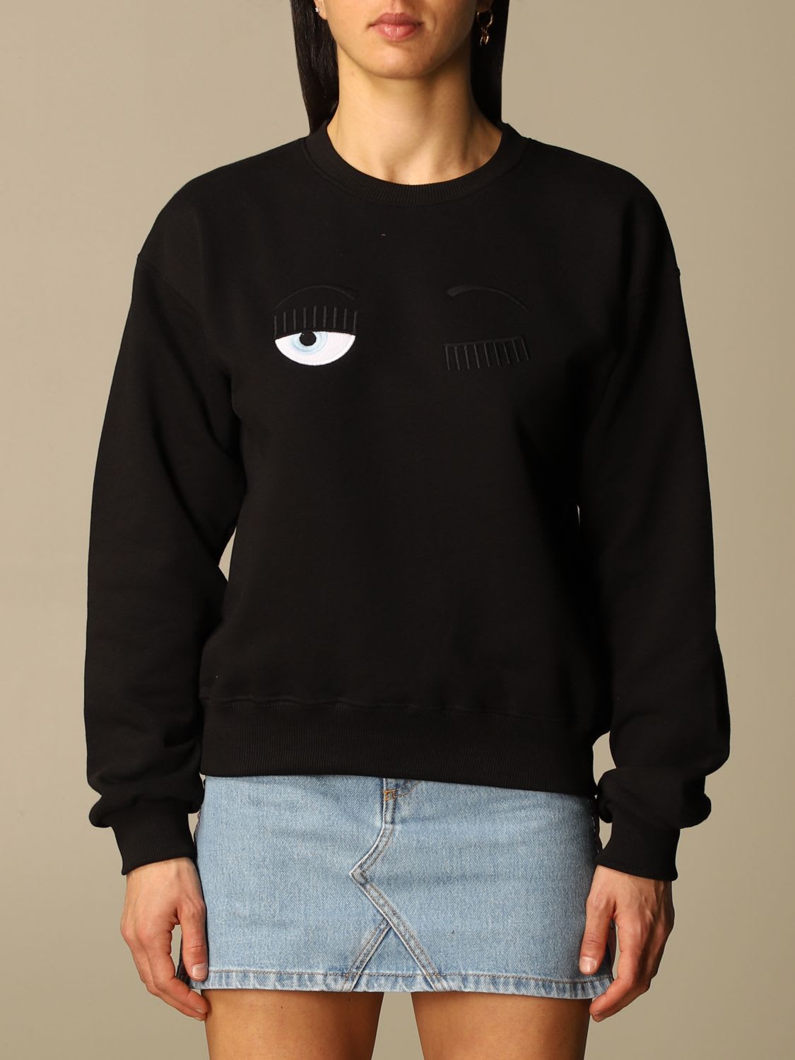 Chiara Ferragni Sweatshirt Chiara Ferragni Sweatshirt With Eyes Flirting Embroidery