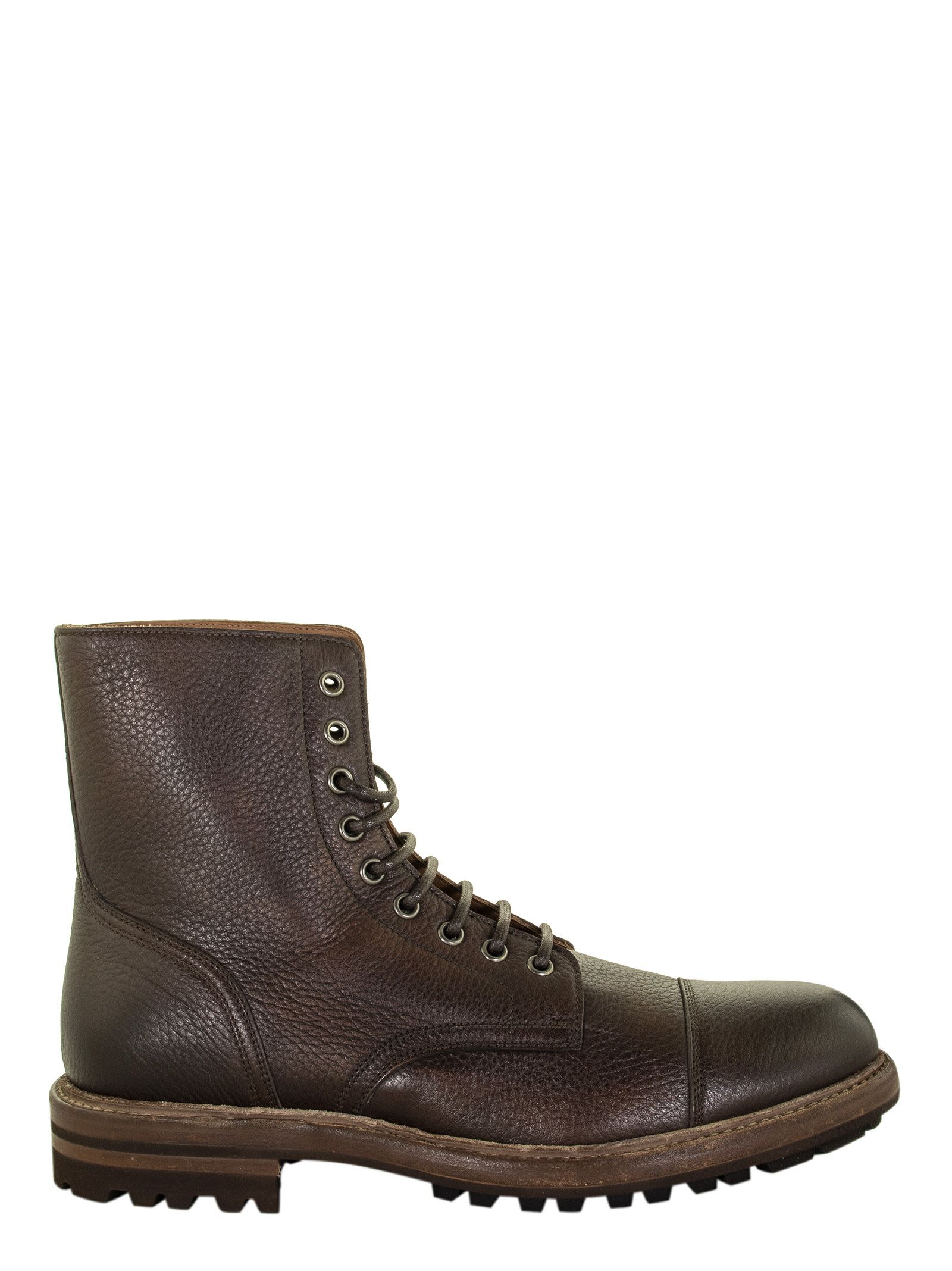 Brunello Cucinelli Combat Leather Boots In Brown | ModeSens