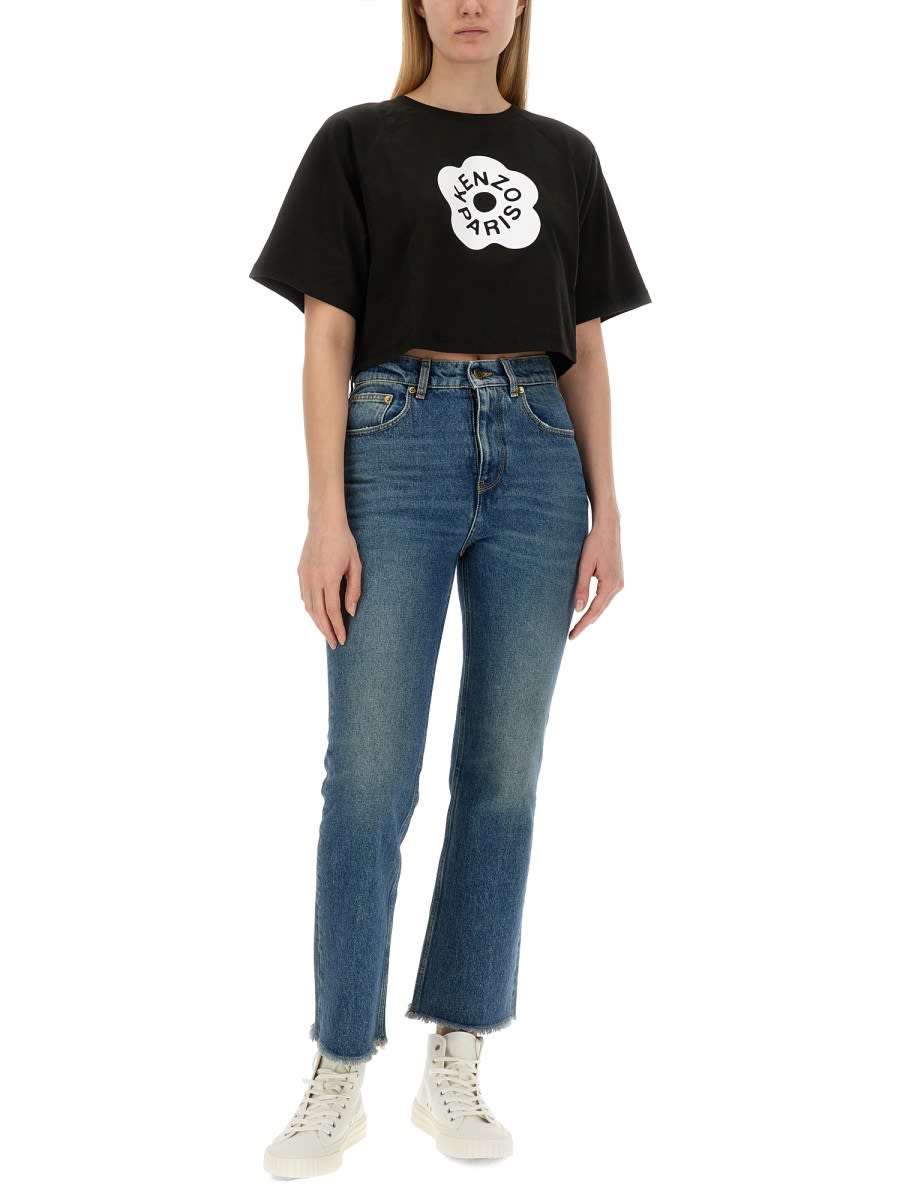 Shop Kenzo Cropped Fit T-shirt In Black