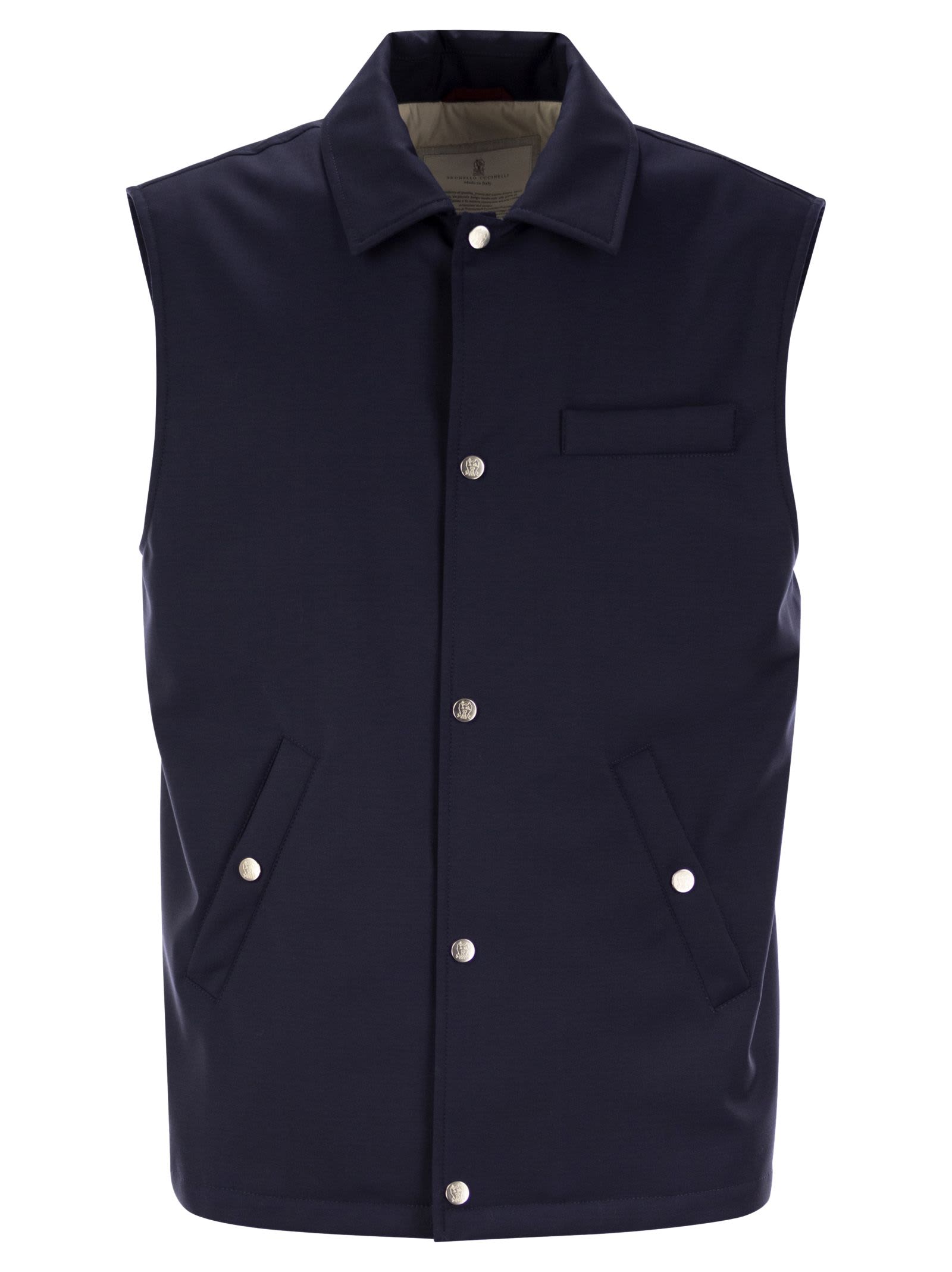 Sleeveless Jacket In Virgin Wool