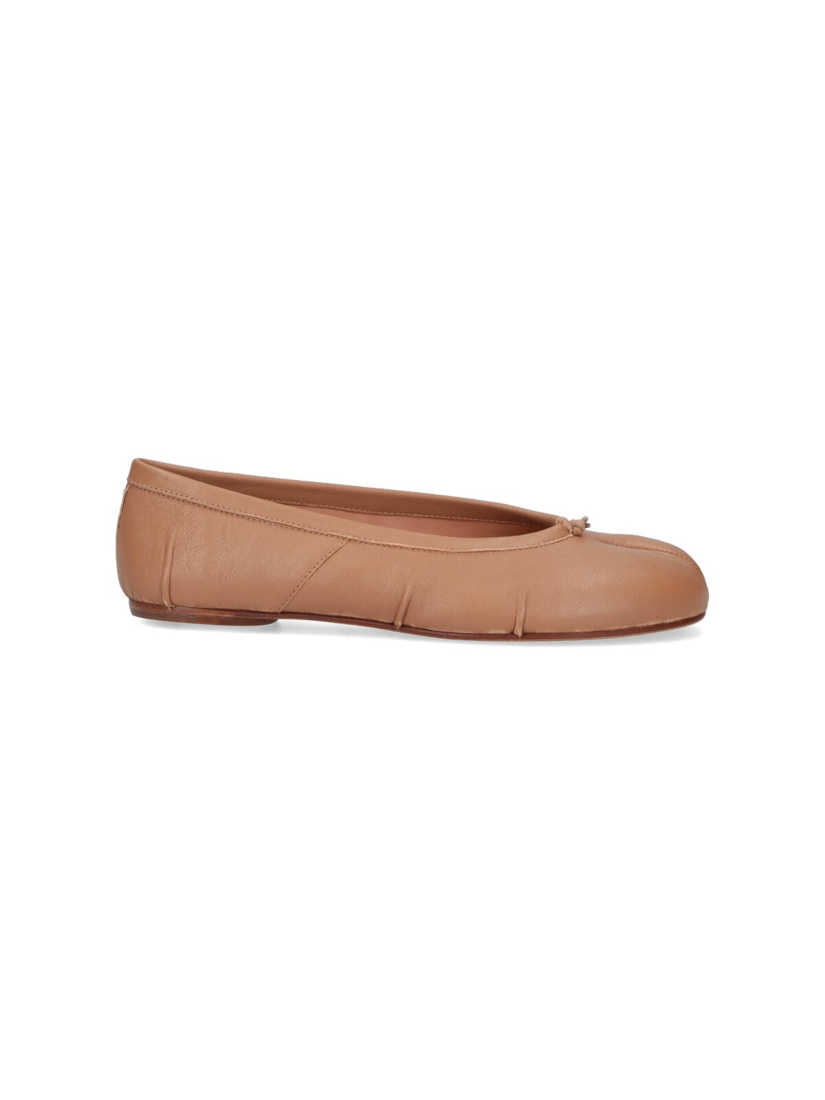 Maison Margiela Tabi New Beige Leather Ballet Flats In Neutral