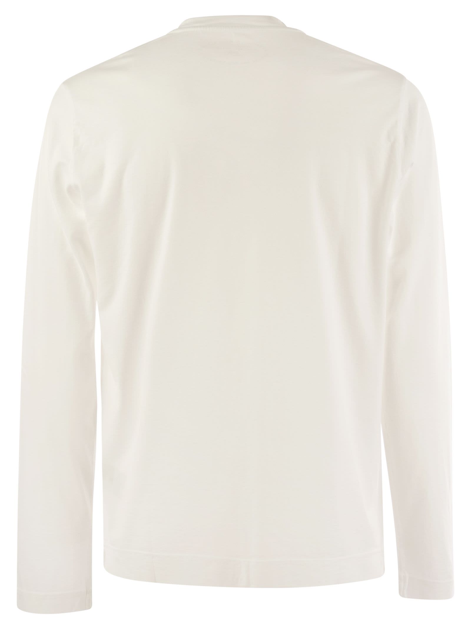 Fedeli Extreme Long-sleeved Giza Cotton T-shirt In White