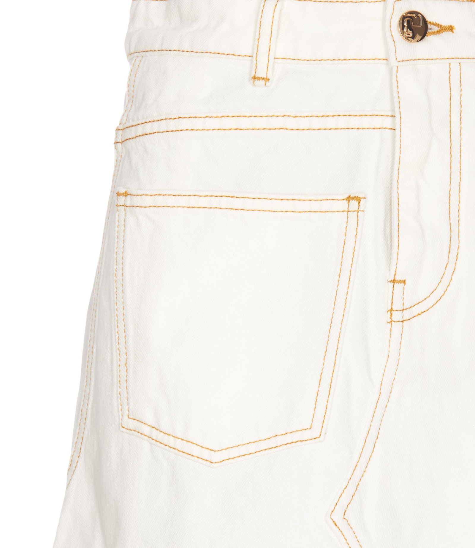 Shop Tory Burch Deconstructed Denim Skirt In White