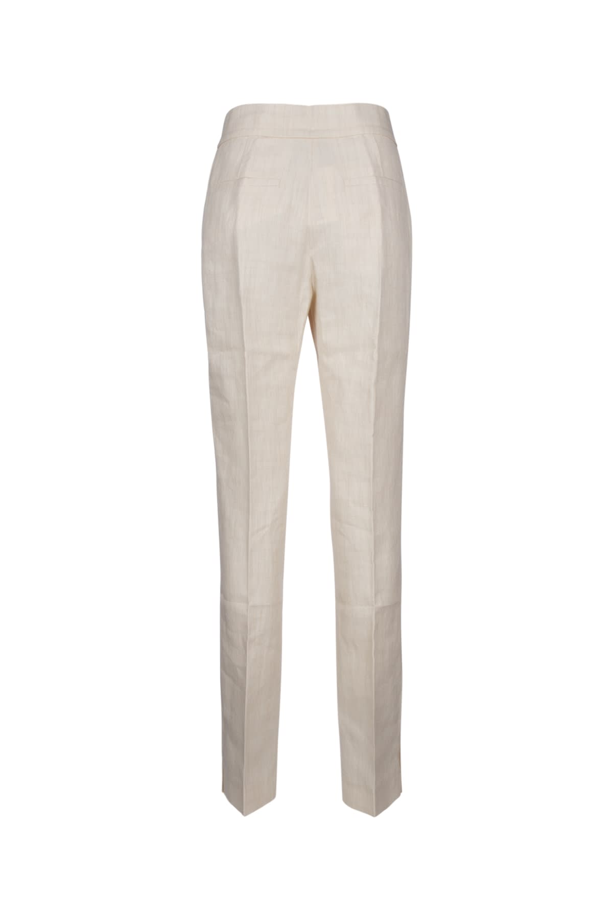 Jacquemus Front Pleated Straight Leg Trousers In Offwhite