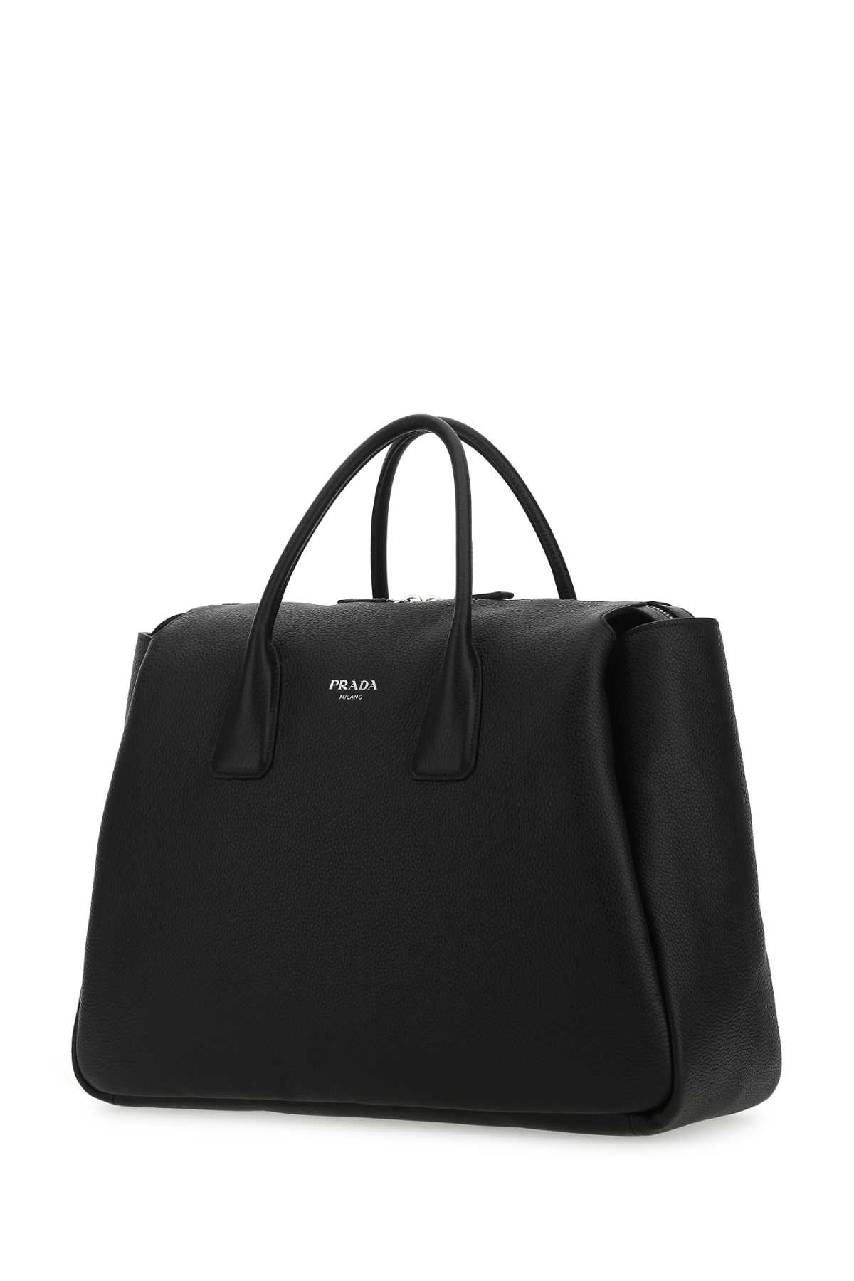 Shop Prada Black Leather Travel Bag In F0002