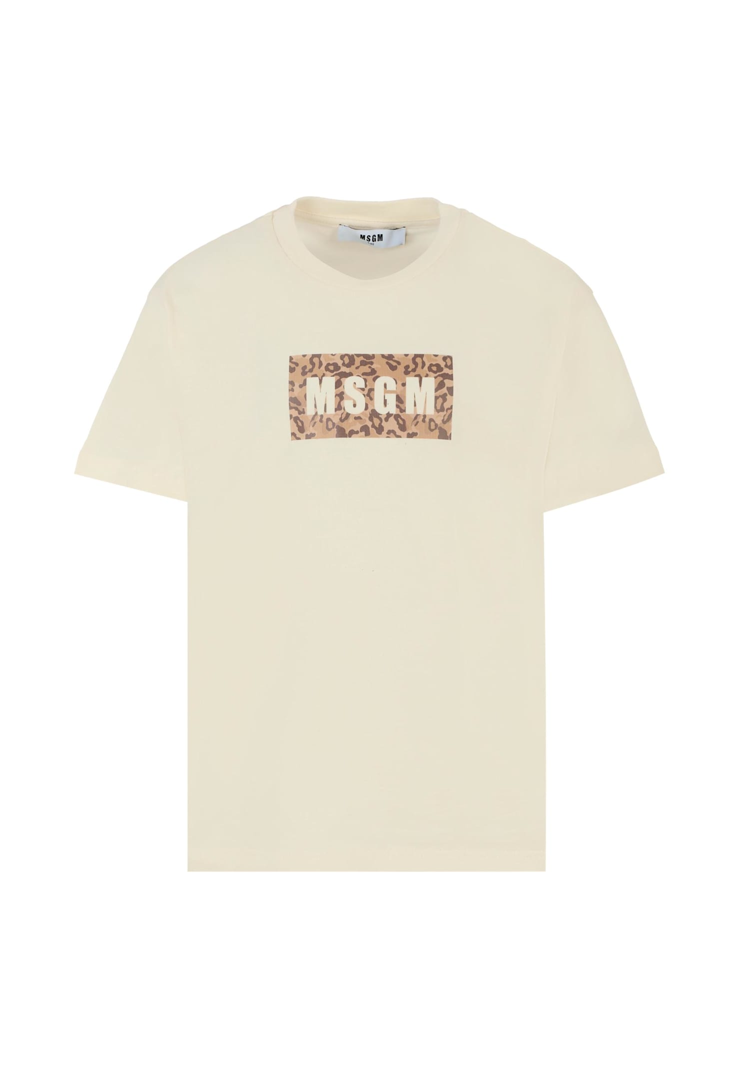 Msgm Ivory T-shirt For Girl With Logo In Neutral