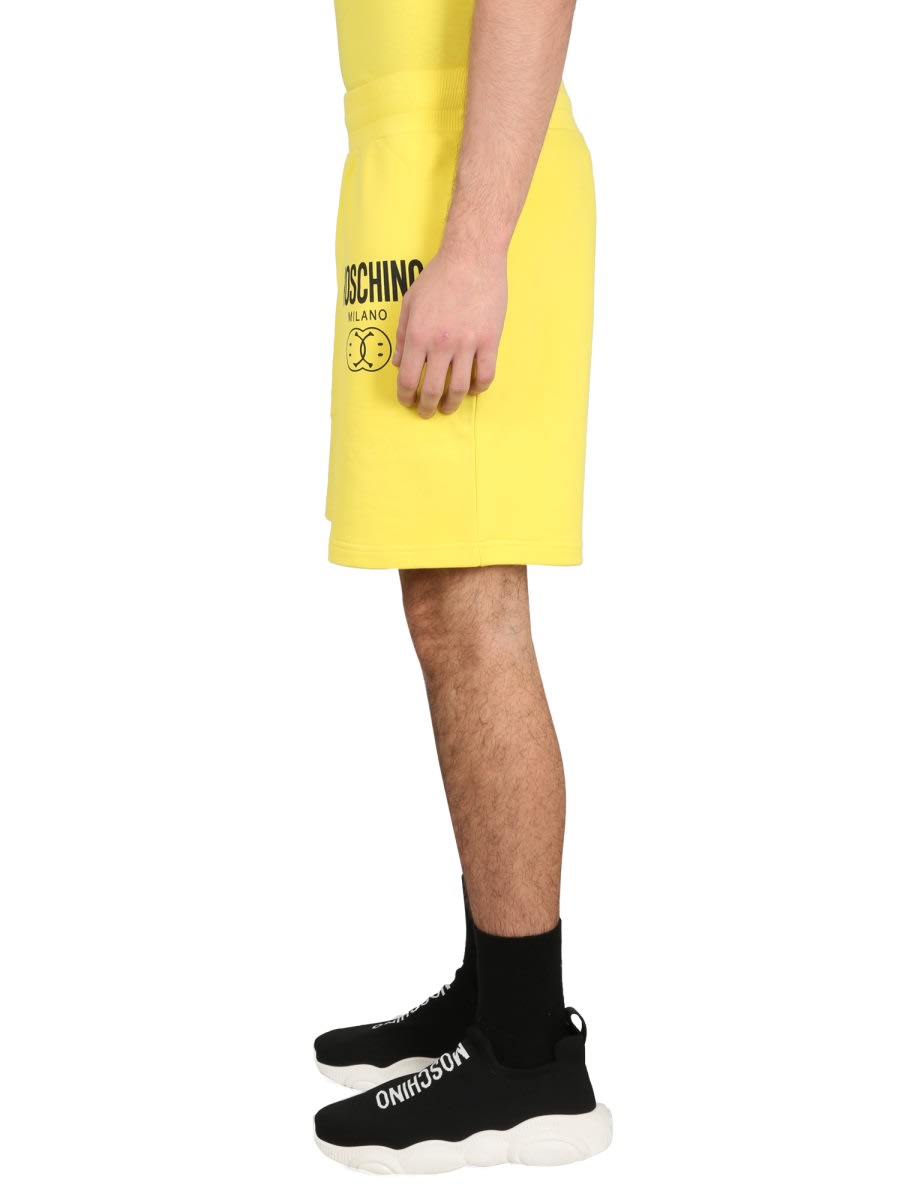Moschino Couture Bermuda With Logo In Yellow