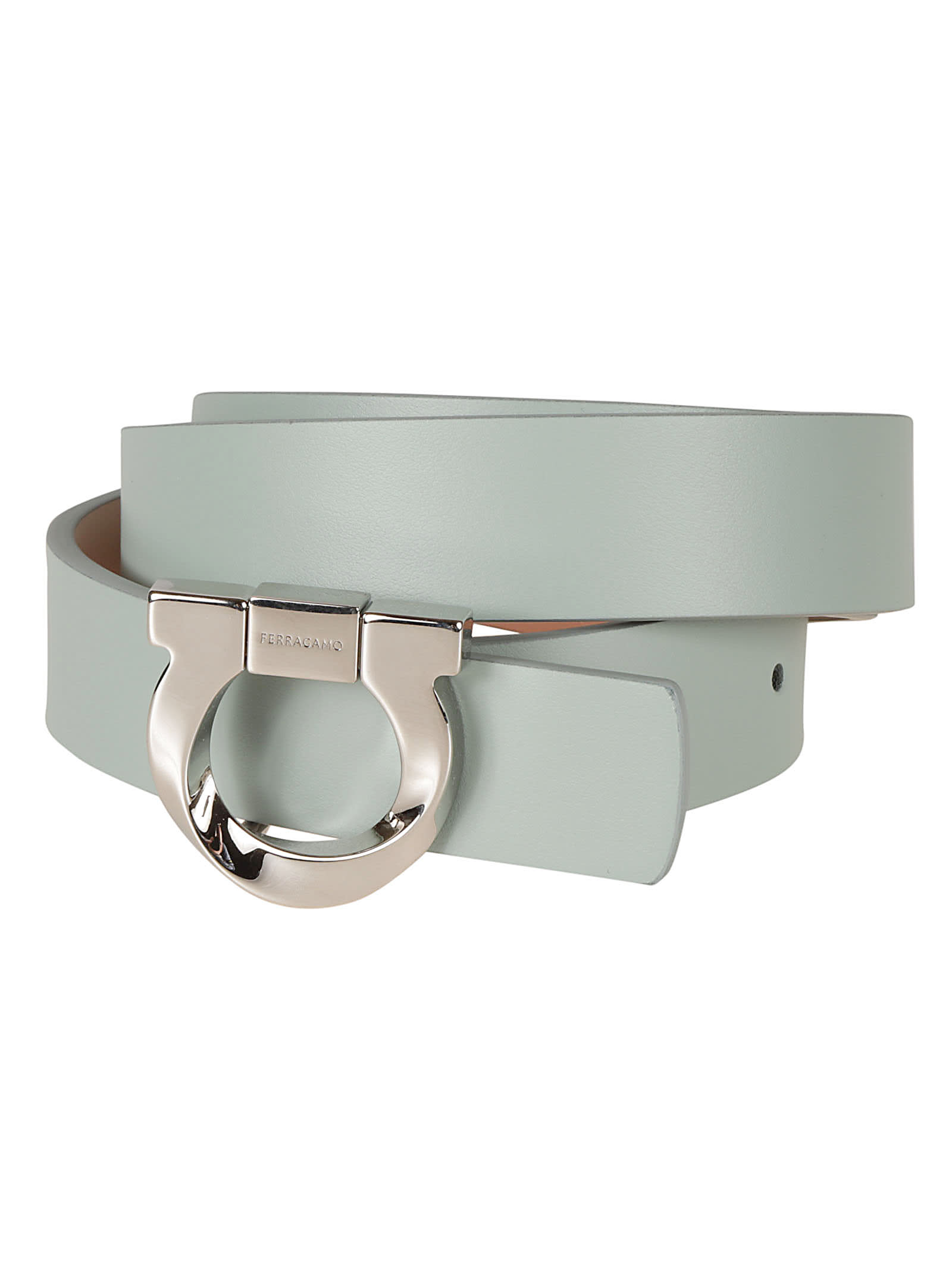 Ferragamo Gancini-buckle Leather Belt In Green