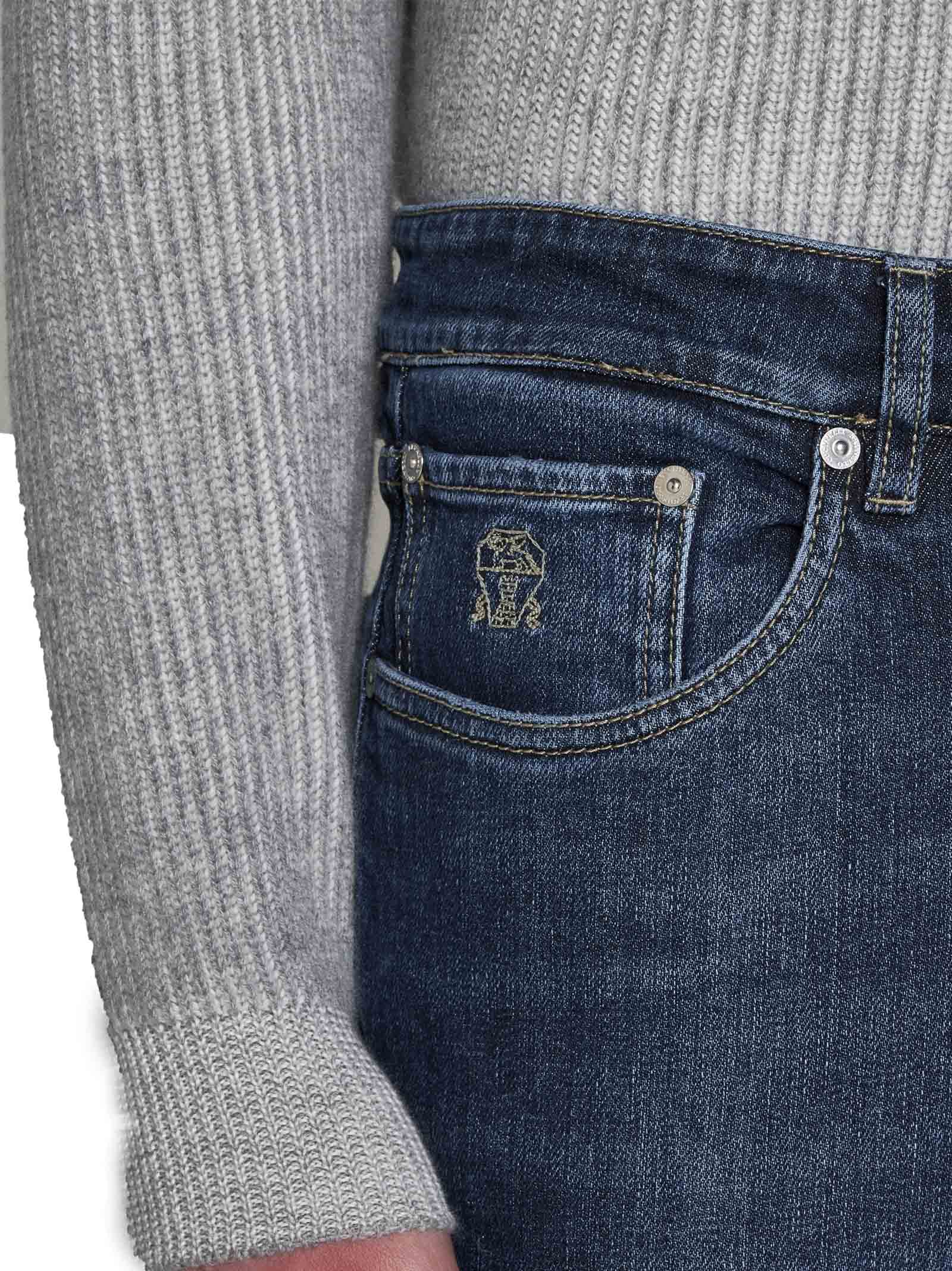 Brunello Cucinelli Five Pocket Leisure Fit Trousers In Lightweight Denim In Dark Denim