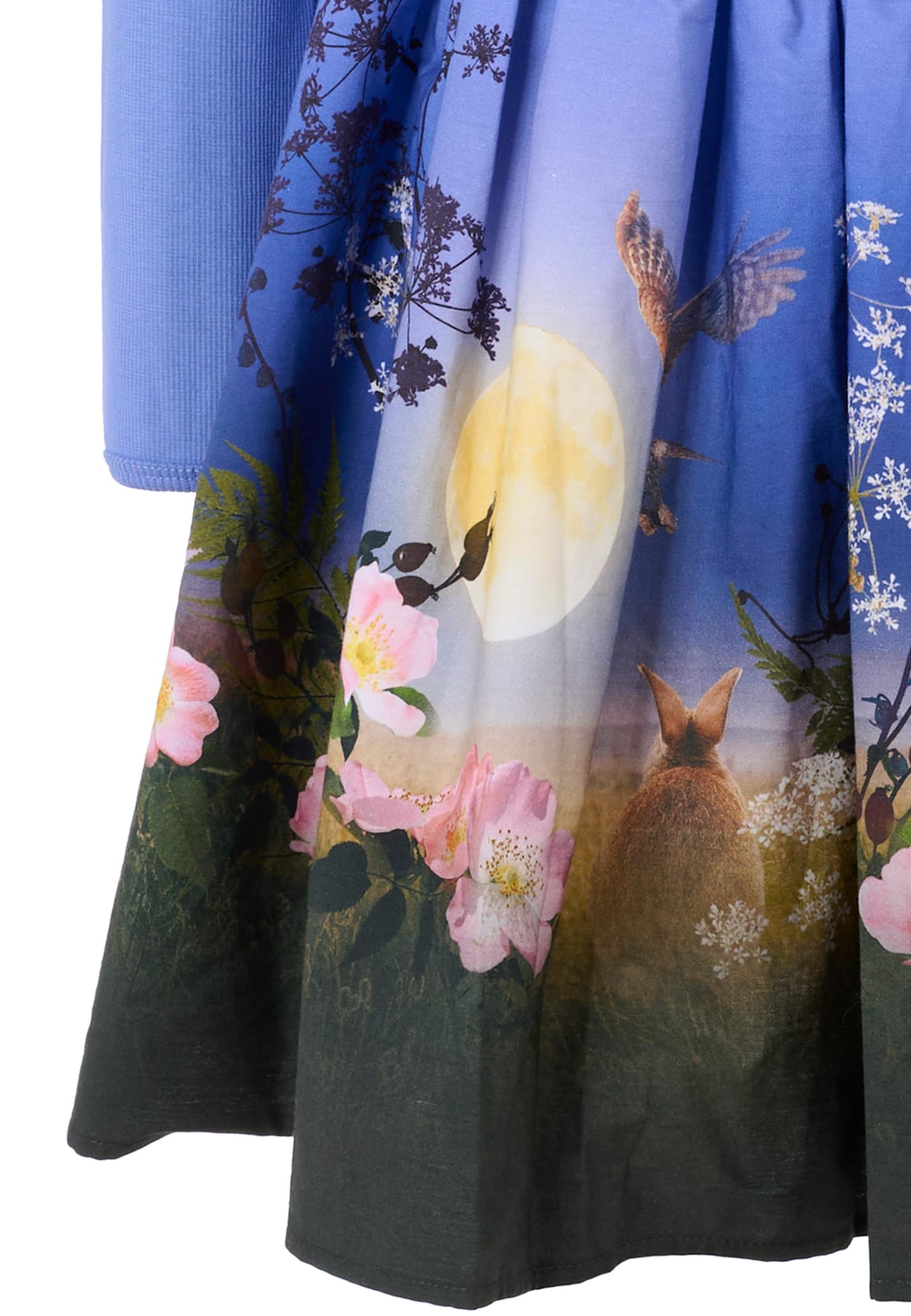 Molo Light Blue Dress For Girl With Moon In Blue