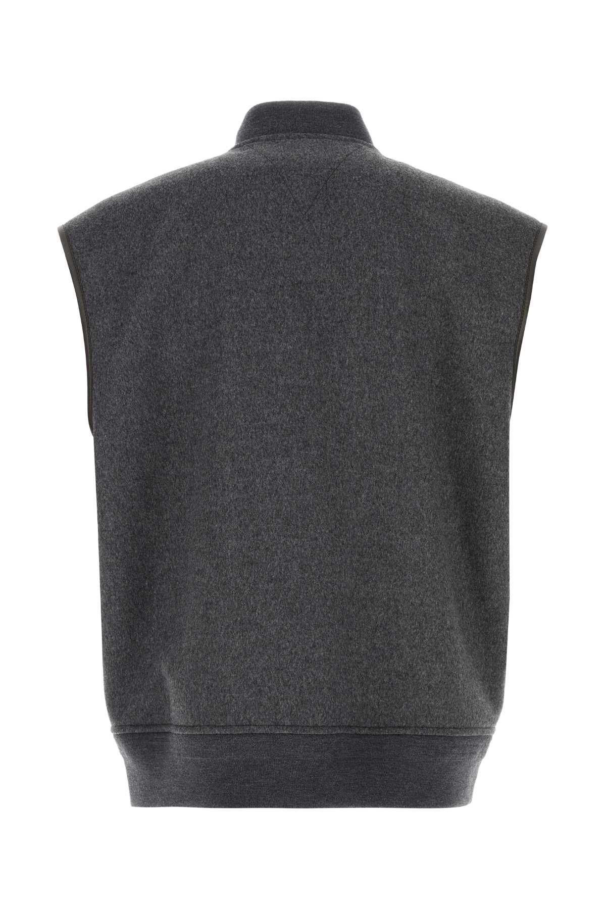 Bottega Veneta Gilet In Lana Grigio Scuro Uomo In Gray