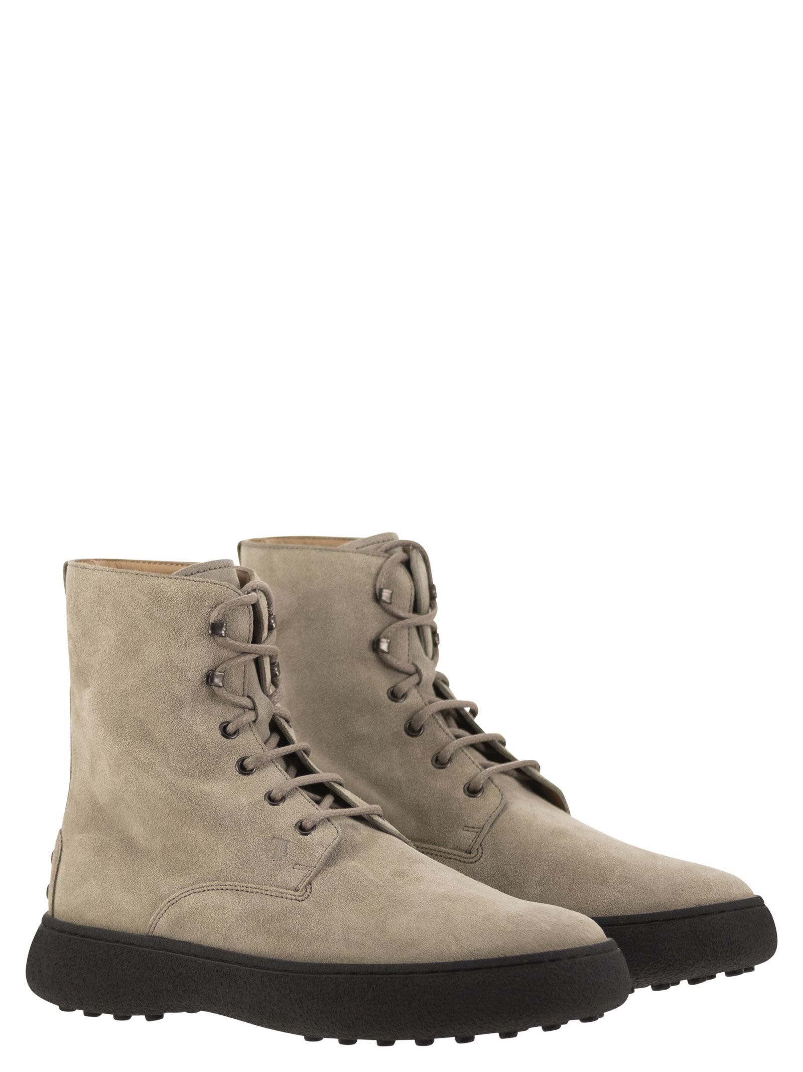 Tod's Urban Elegance Suede Ankle Boots With Chunky Sole, 4.5 Cm In Beige