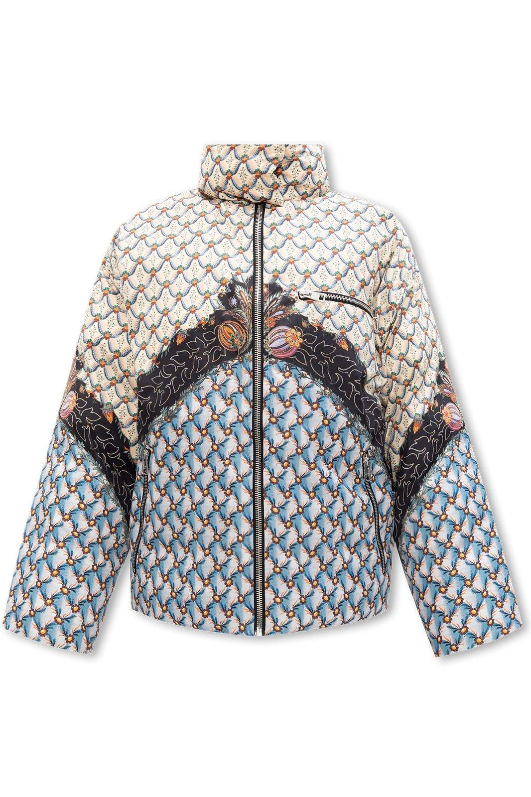 Patterned Zip-up Down Jacket
