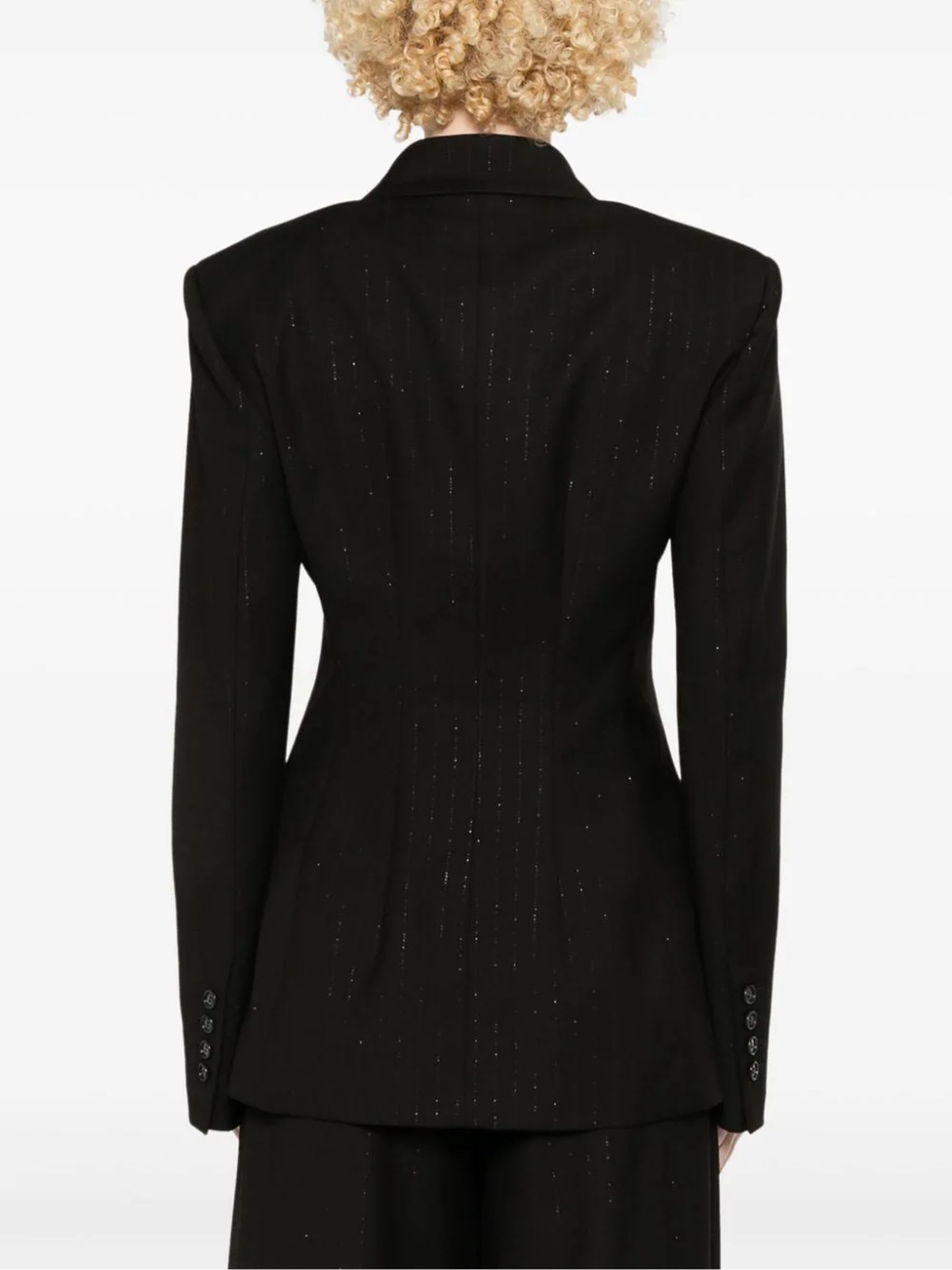 Shop The Andamane Black Pinstriped Blazer