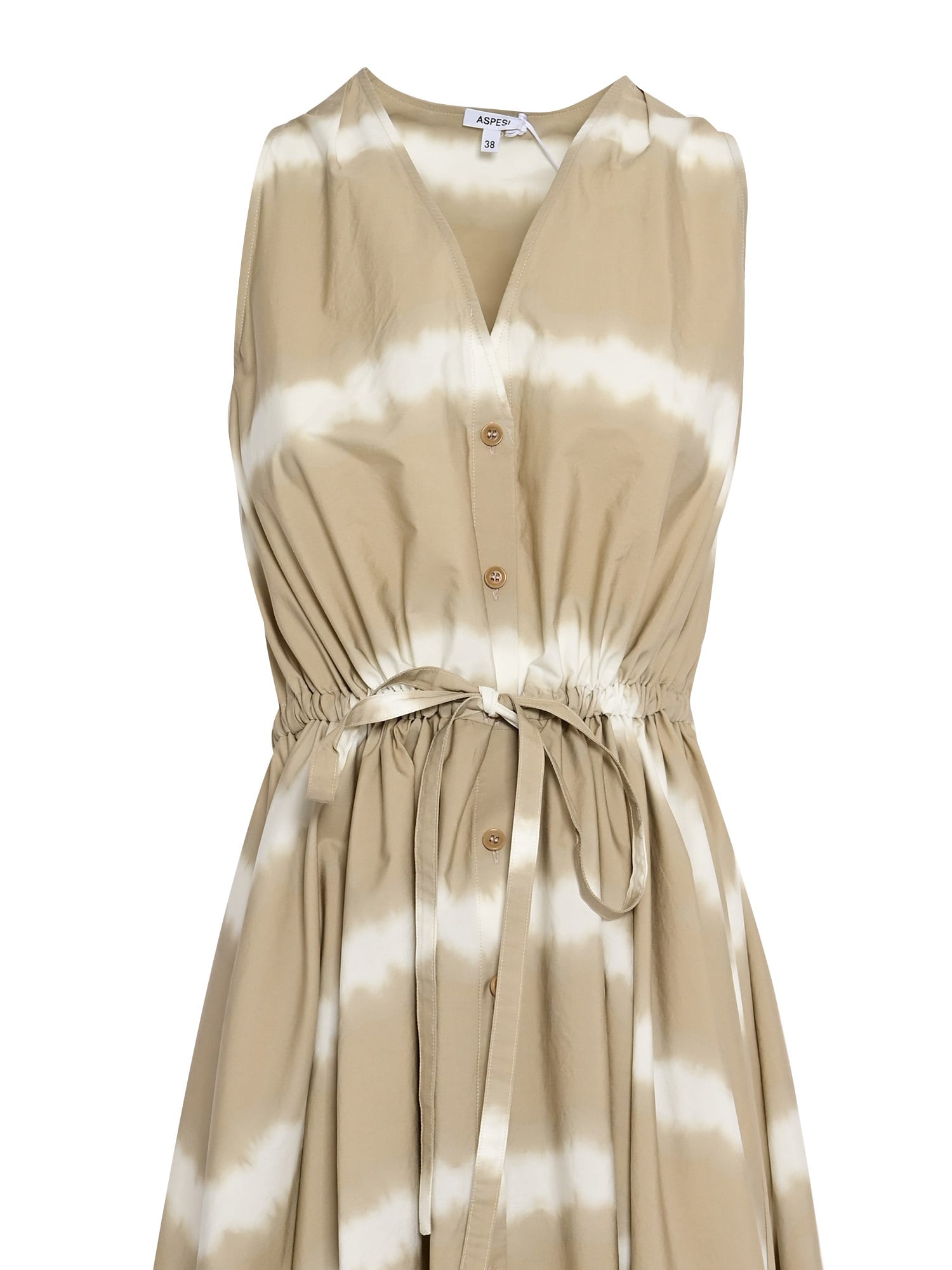 Aspesi Abito In Popeline Con Stampa Tie-dye - Beige In Brown