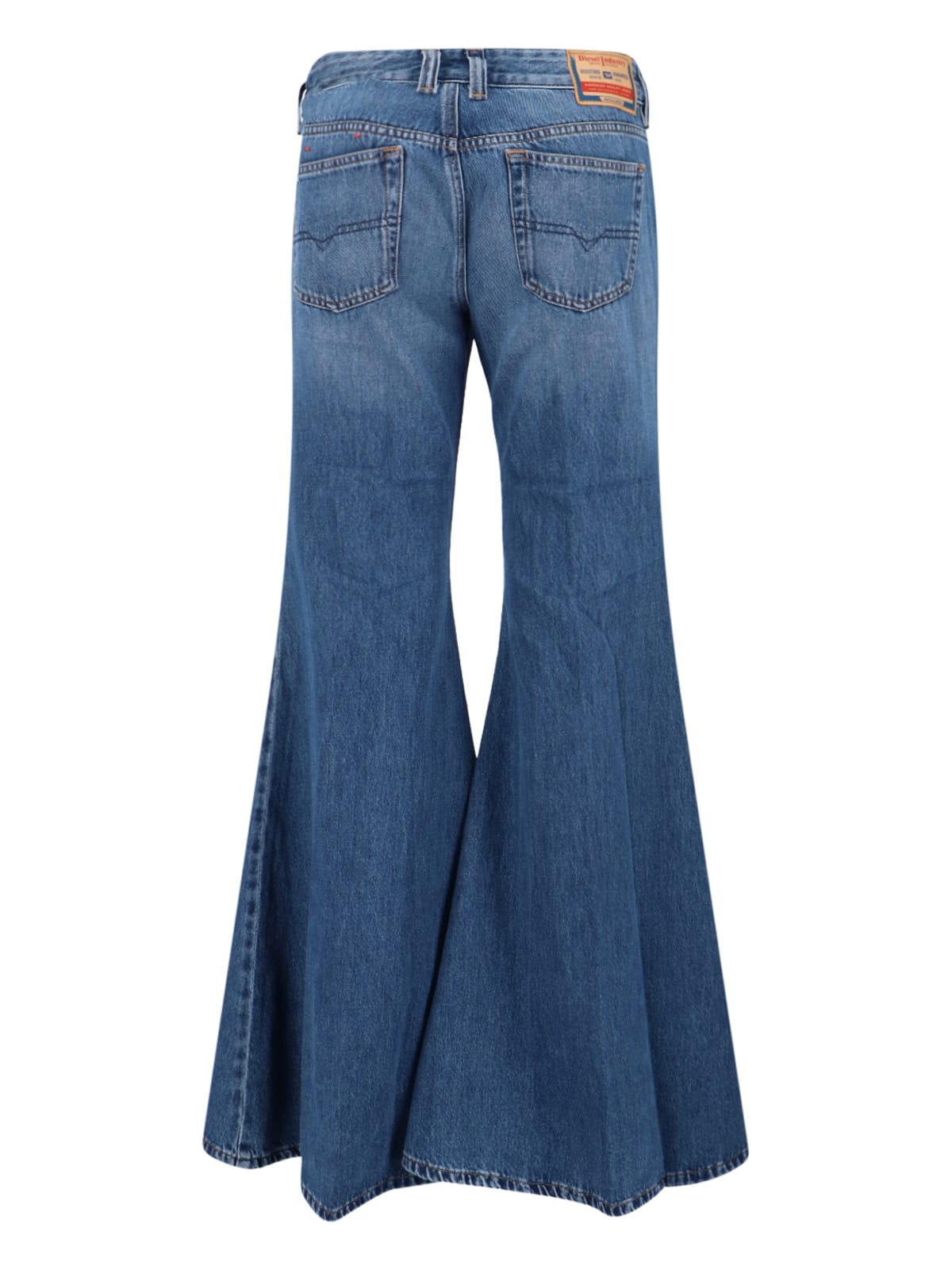 Diesel High-waisted Flared Jeans With Vintage-inspired Finish In Blue