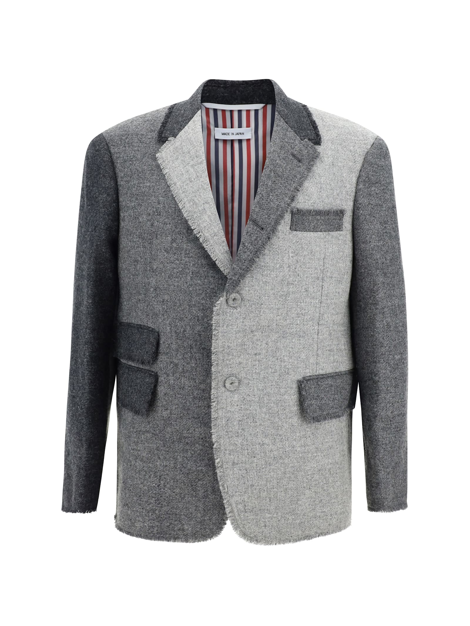Shop Thom Browne Light And Dark Grey Wool Blazer In 55