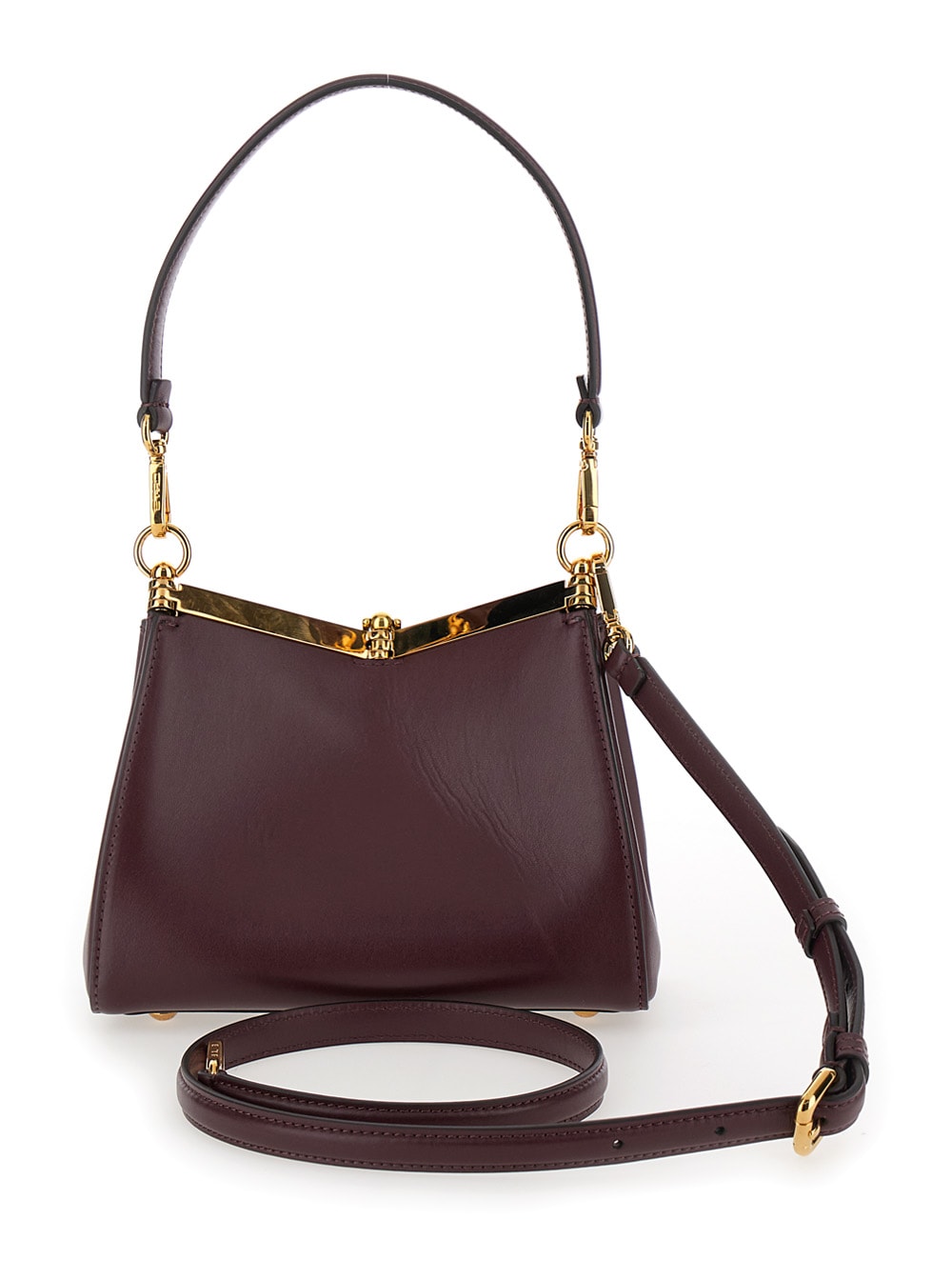 Shop Etro Small Vela Bordeaux Shoulder Bag With Logo And Pegasus Charm In Leather Woman