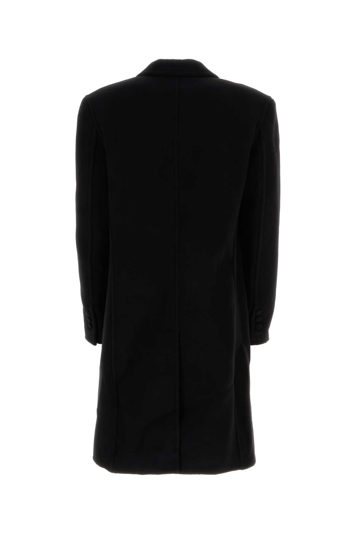 Balmain Black Wool Coat In Noir
