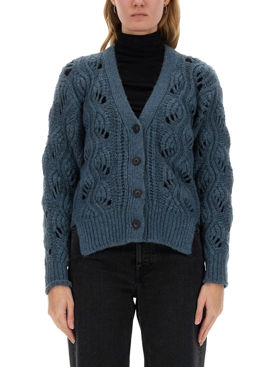 Shop Mila Schön Alpaca Cardigan In Blue