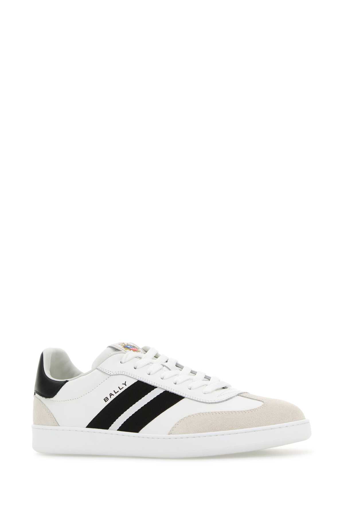 Bally Leather Sneakers With Contrast Heel Tab In White