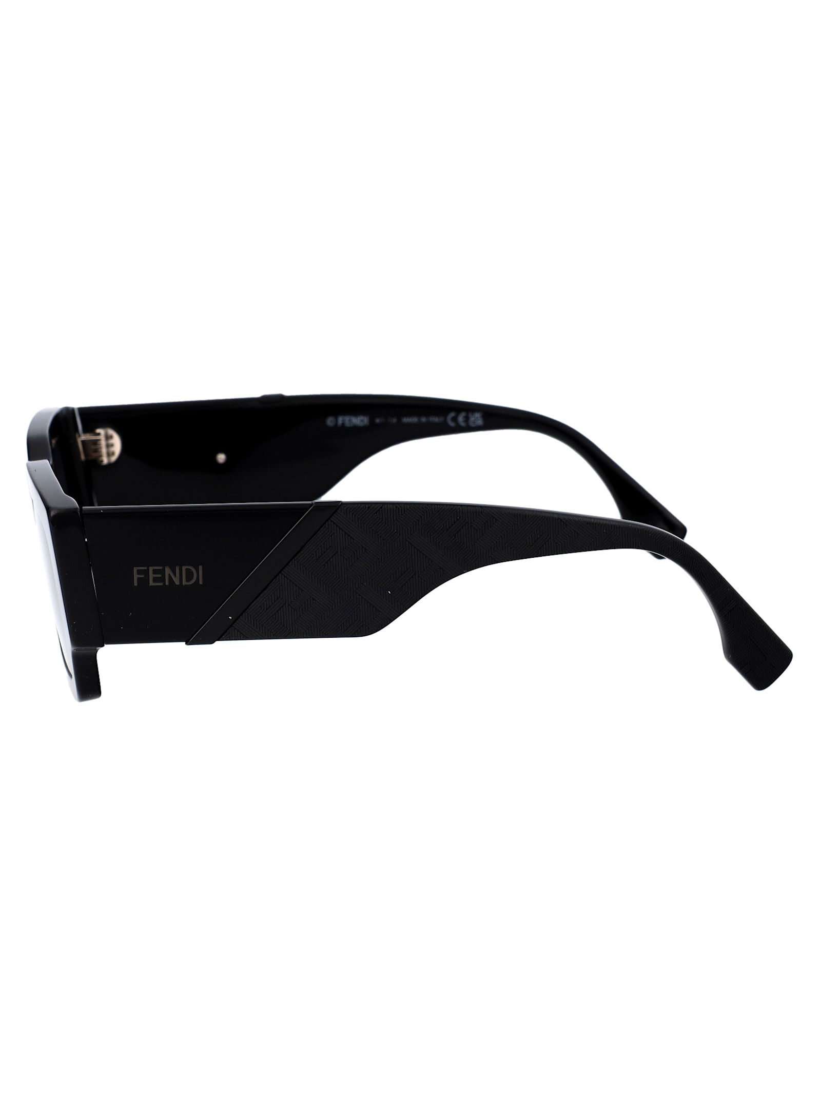 Shop Fendi Diagonal Sunglasses In 01a Shiny Black / Smoke