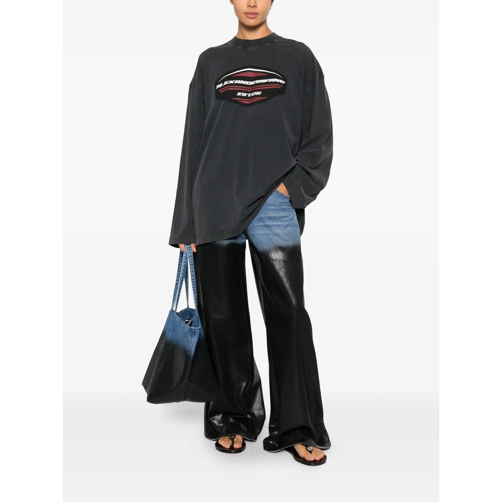 Alexander Wang Blue Denim Women In Black