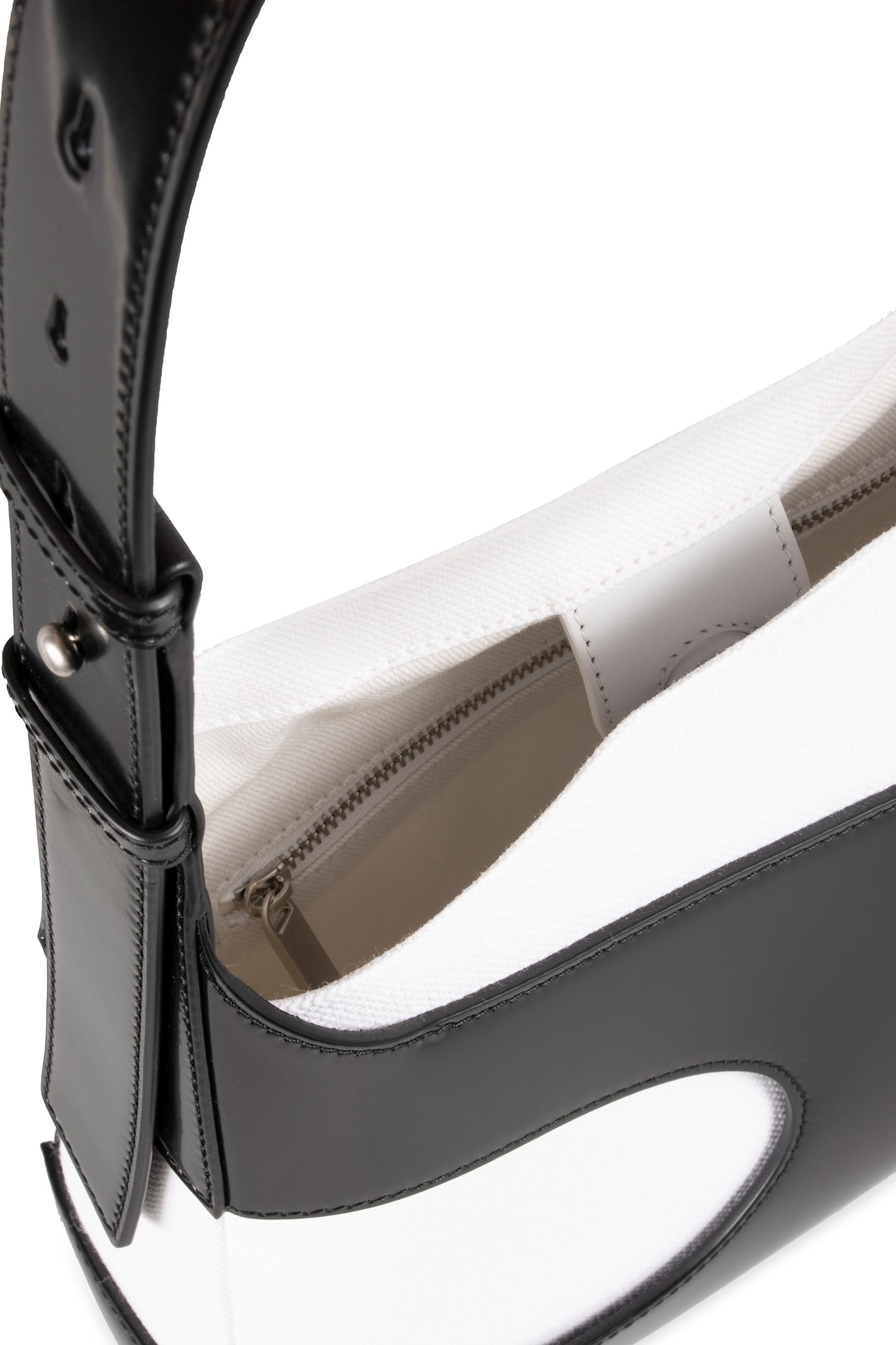 FERRAGAMO LEATHER AND CANVAS SHOULDER BAG