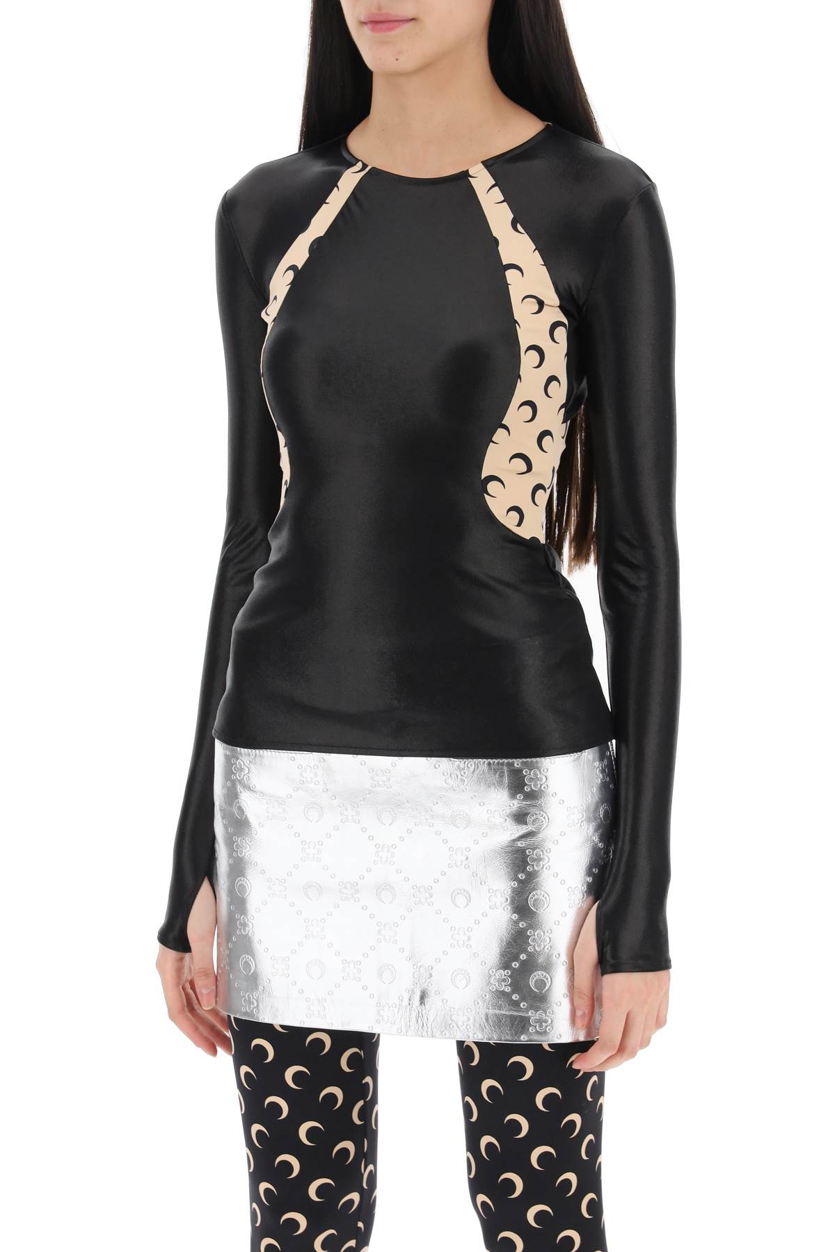 MARINE SERRE LONG-SLEEVED TOP IN REGENERATED JERSEY