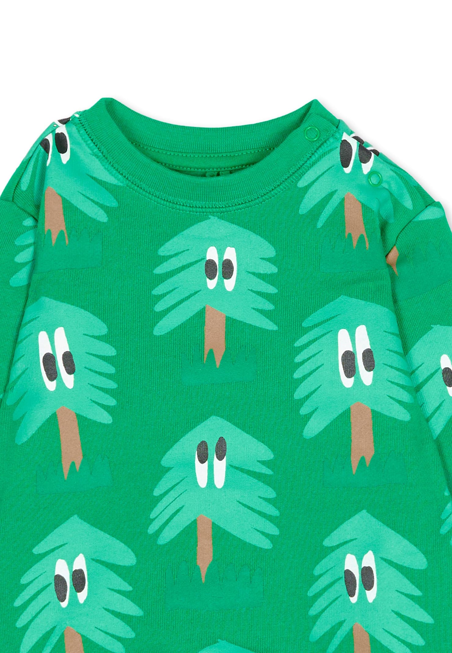 Stella Mccartney Green Sweatshirt With Fir Trees For Baby Boy In Green