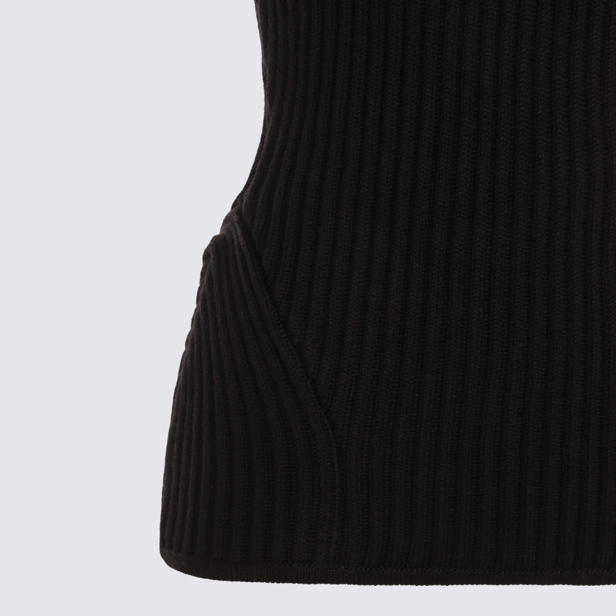 Jean Paul Gaultier Fitted Wool-blend Ribbed Knit Top In Black