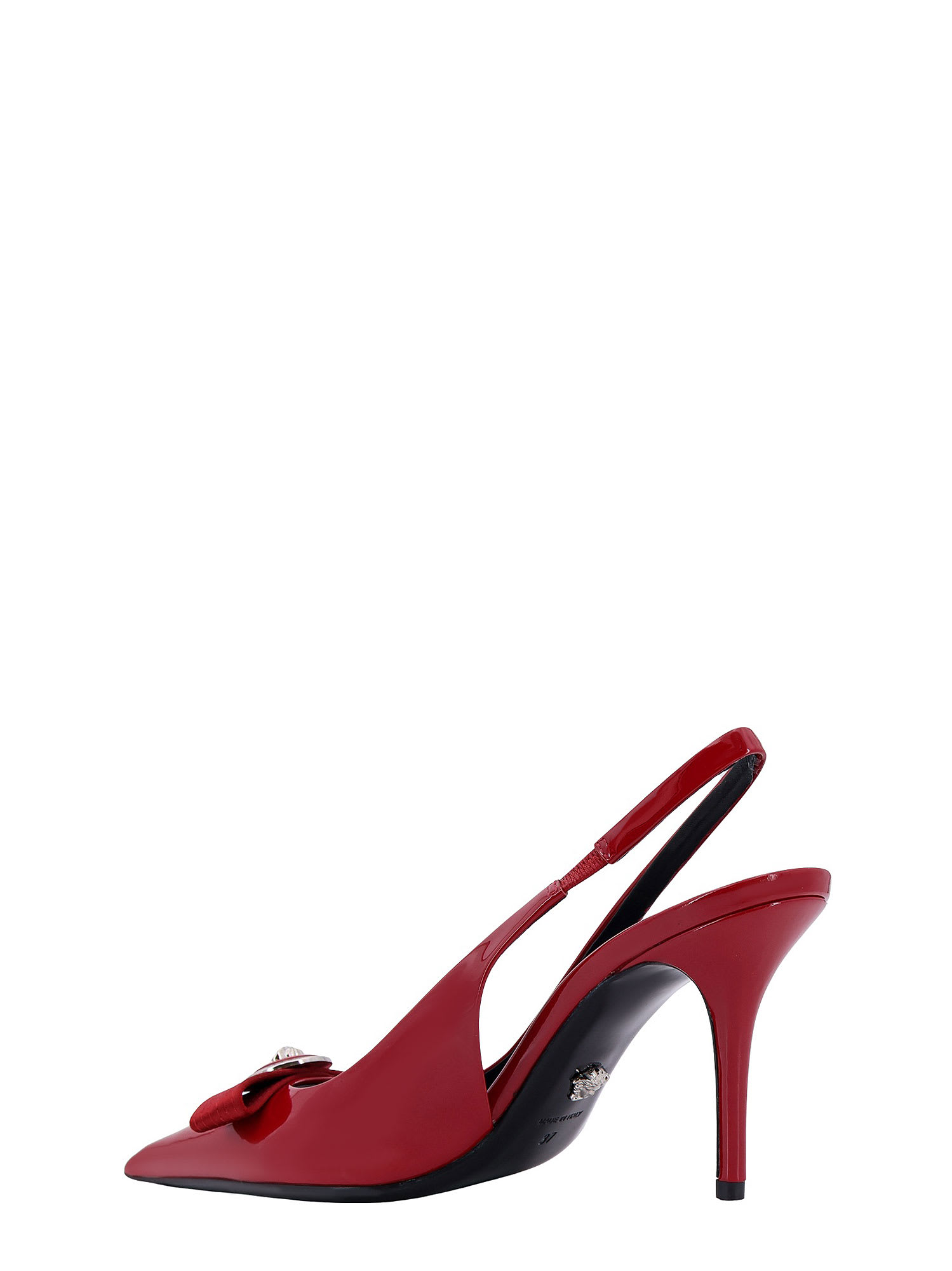 Shop Versace Gianni Ribbon Slingback In Red