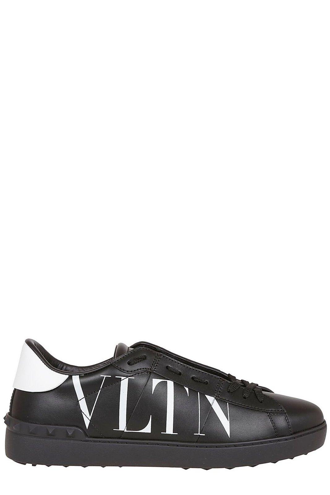 Shop Valentino Vltn Open Lace-up Sneakers In Black