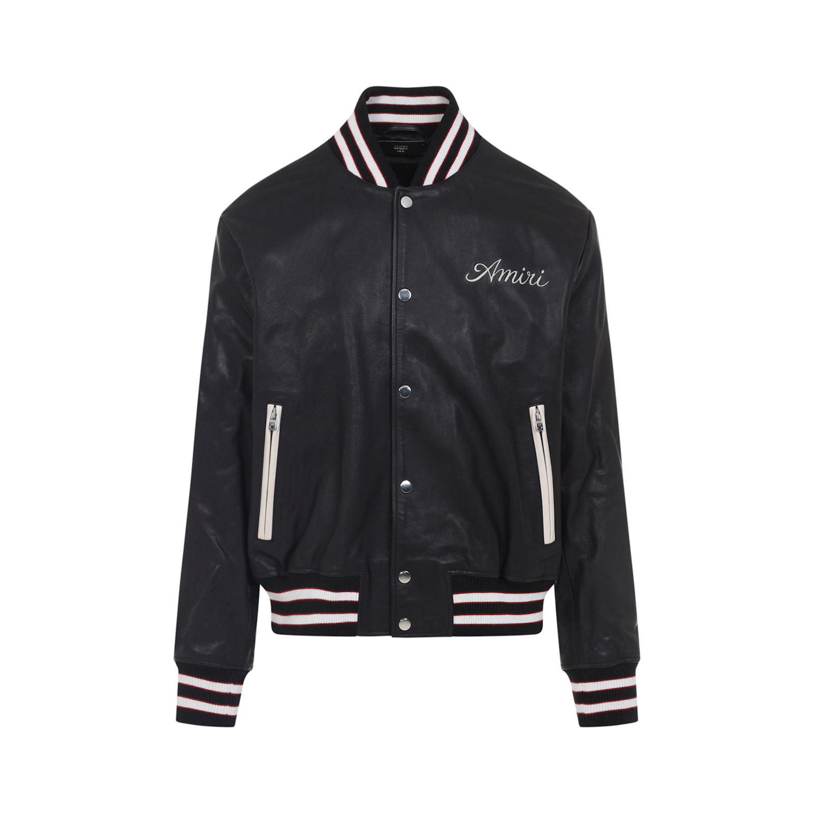 Amiri Leather Jacket With Elasticized Collar And Cuffs In Black