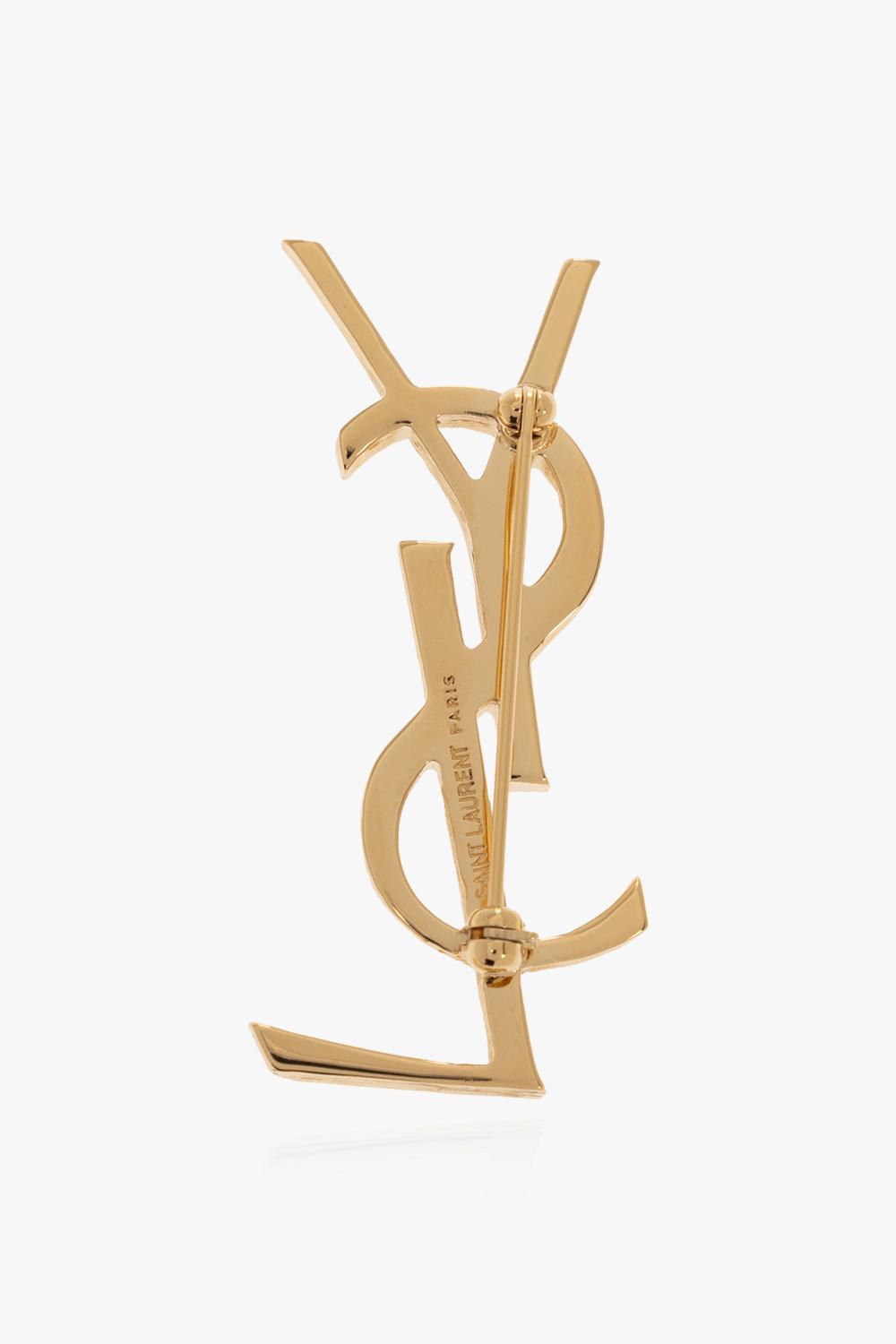 Saint Laurent Brass Brooch In Orlaitonsatineleg