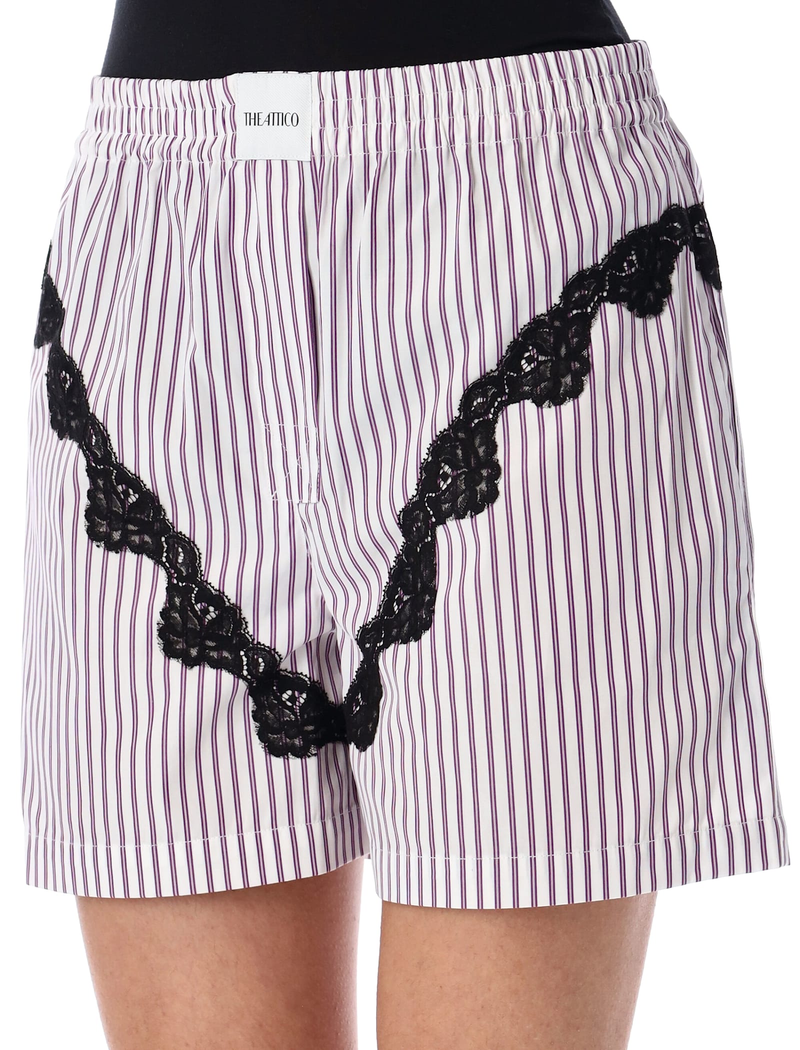 Attico White And Purple Short Pants In White Purple