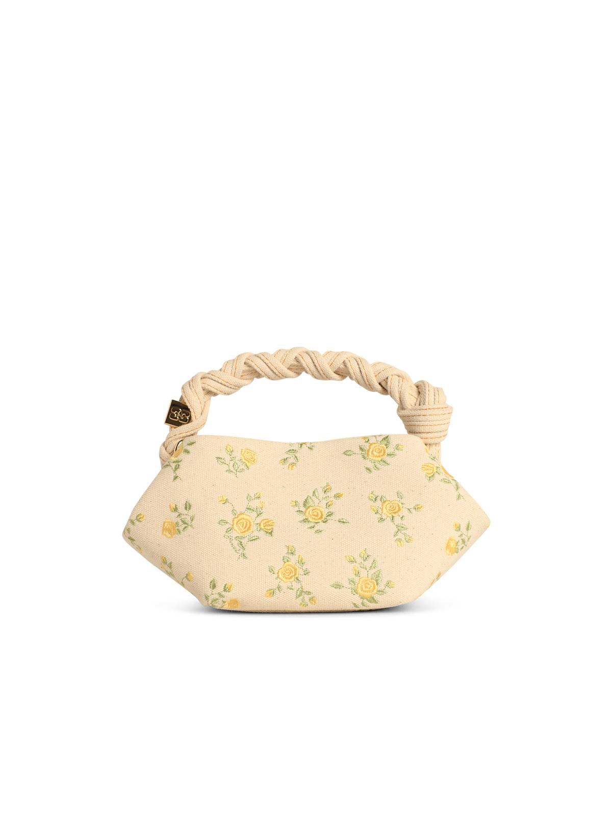 Ganni Mini Bou Bag In Ivory Tela In White