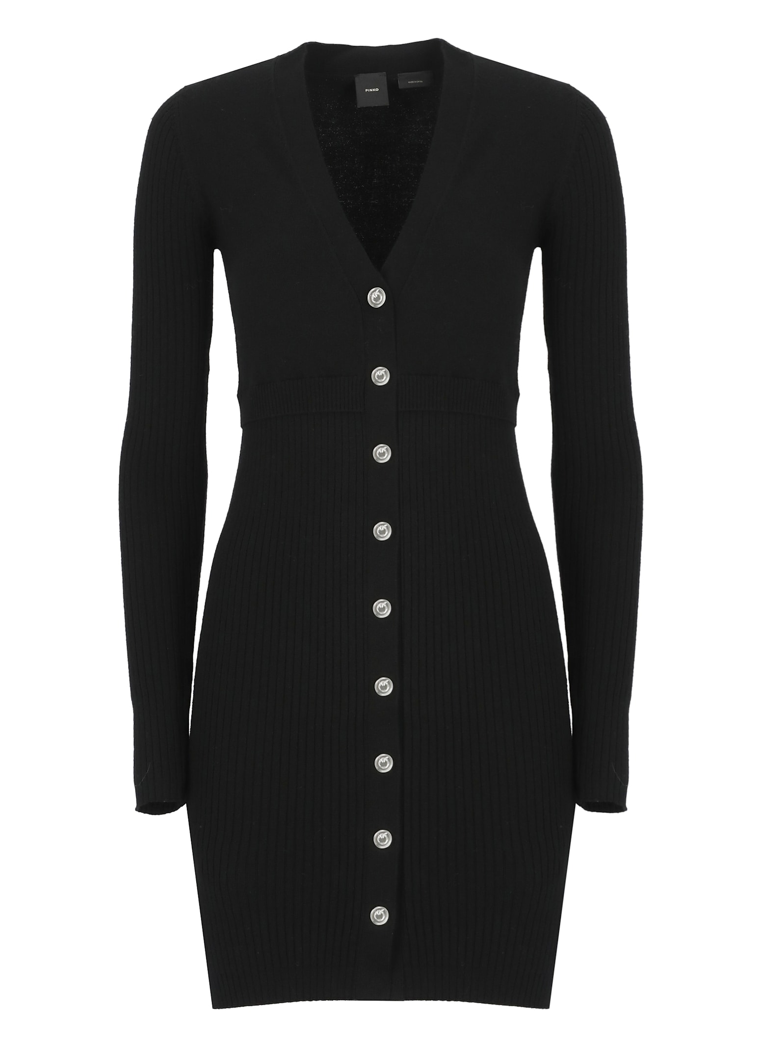 Shop Pinko Wool Dress In Black