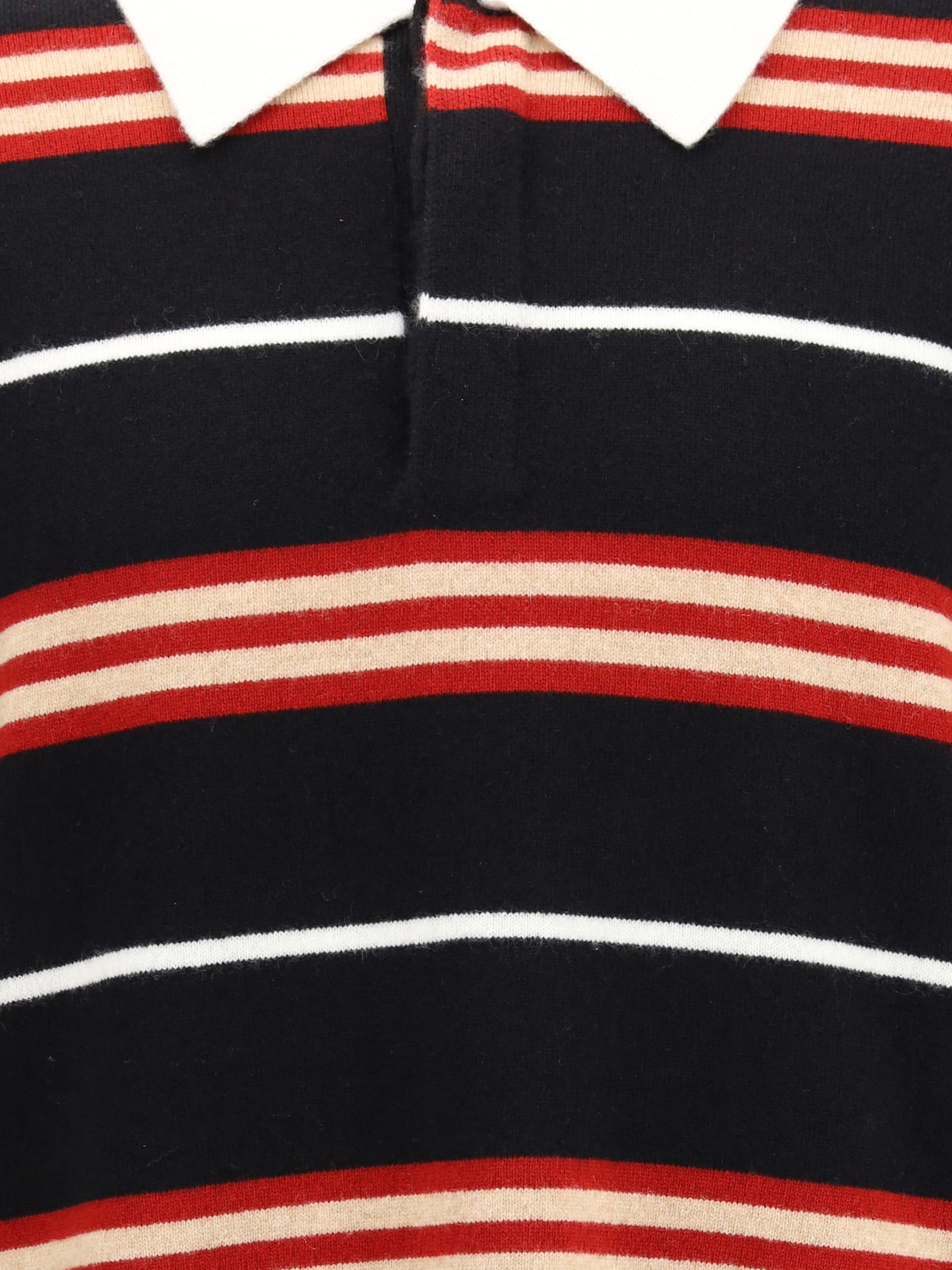 Guest In Residence Rugby Striped Cashmere Polo Shirt In Brown