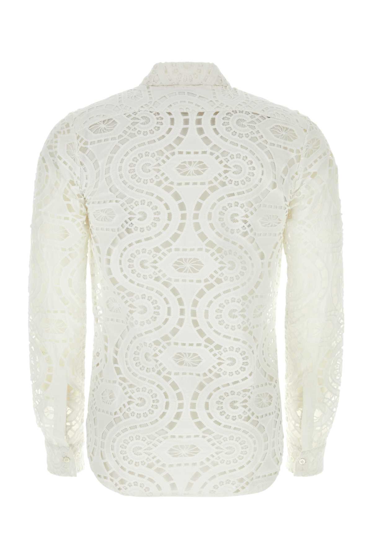 Shop Dries Van Noten White Lace Shirt In Offwhite