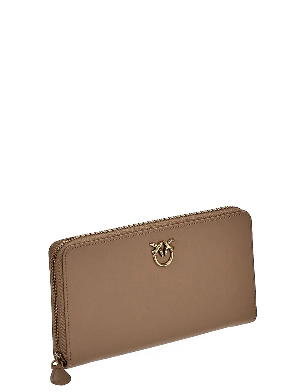 Pinko Maxi Rider Zip-around Wallet In Biscotto