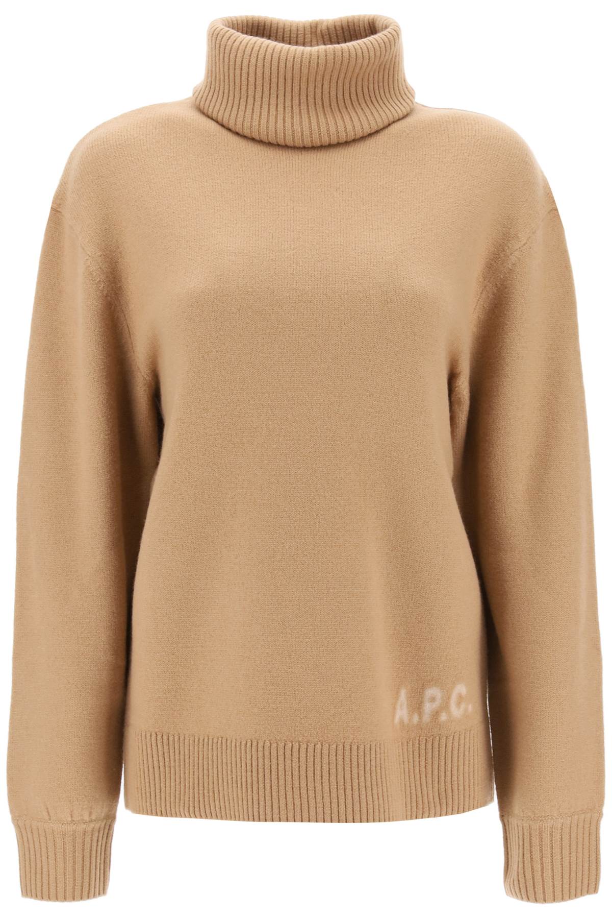 Apc Walter Virgin Wool Turtleneck Sweater In Tcb Camel/ Ecru