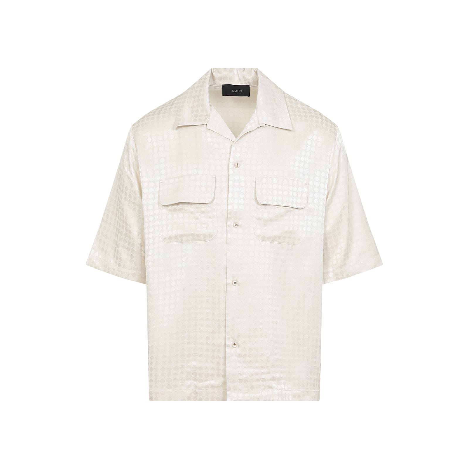 Amiri Embroidered Satin Shirt With Chest Pockets In White