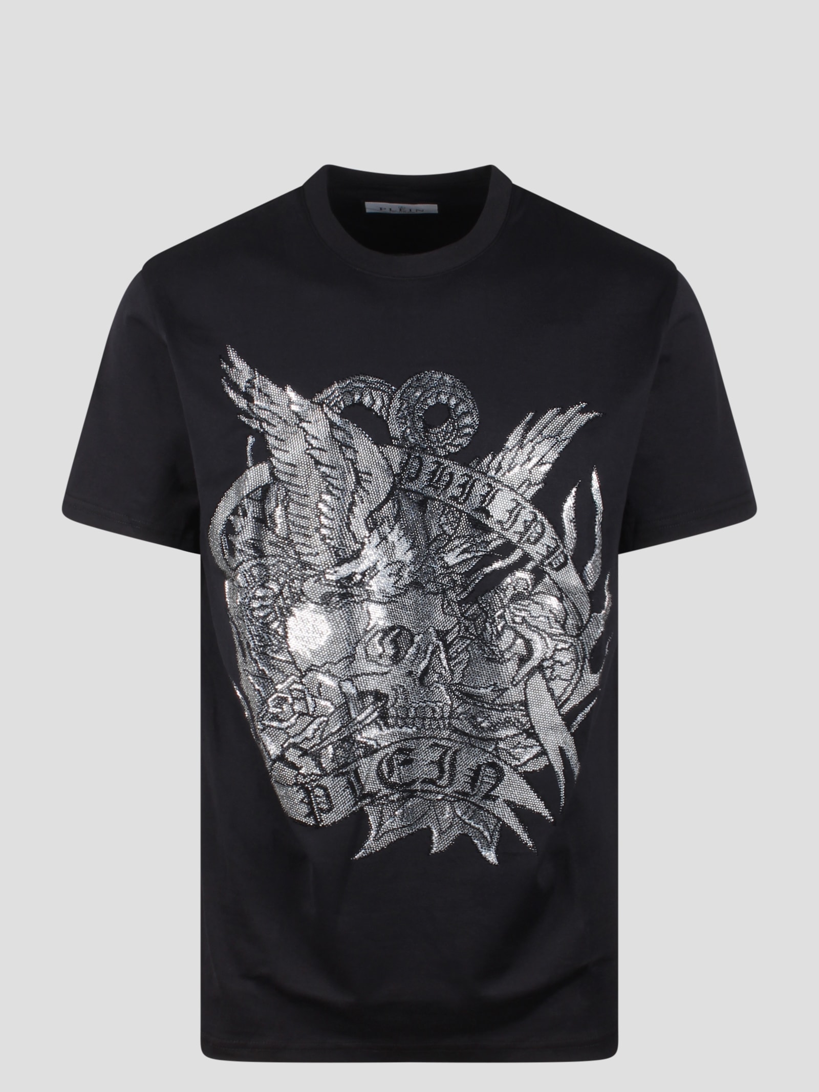 Shop Philipp Plein Round Neck Ss Tattoo T-shirt In Black