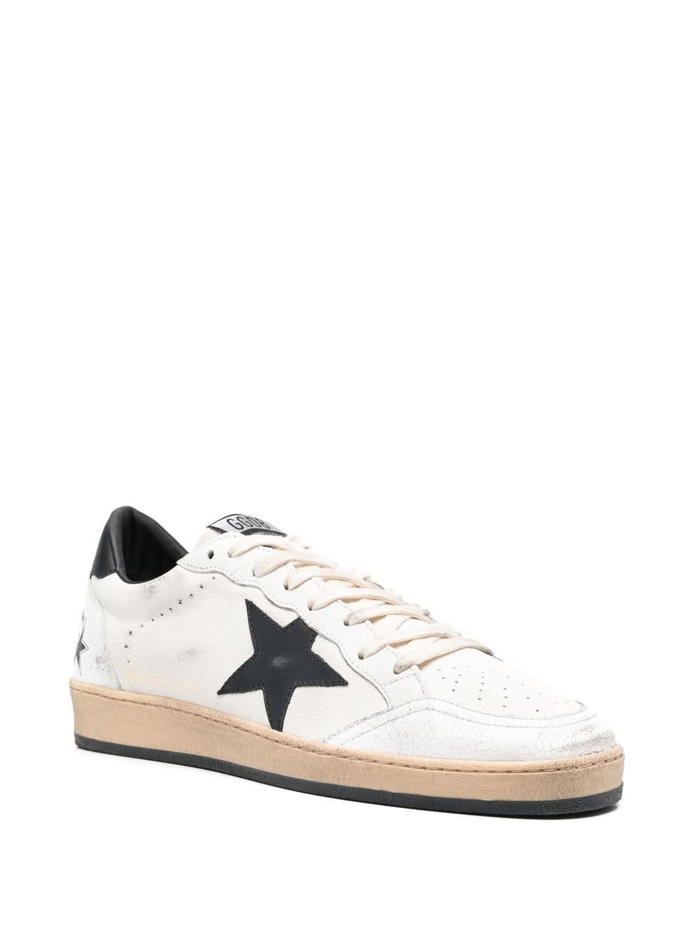 Shop Golden Goose Ballstar Nappa Upper Leather Star And Heel Crack Toe And Spur In White Black