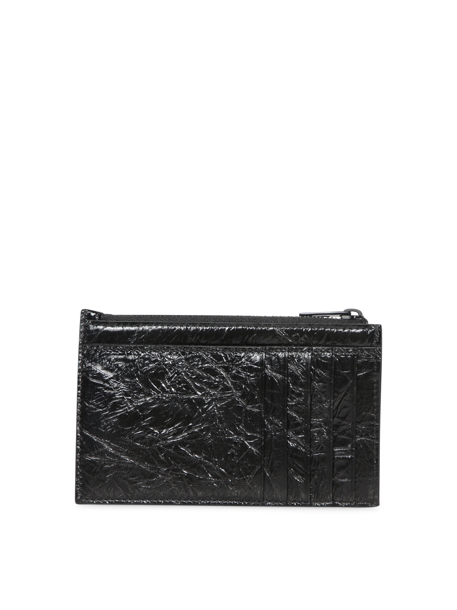 Balenciaga Crush Zipped Cardholder In Black