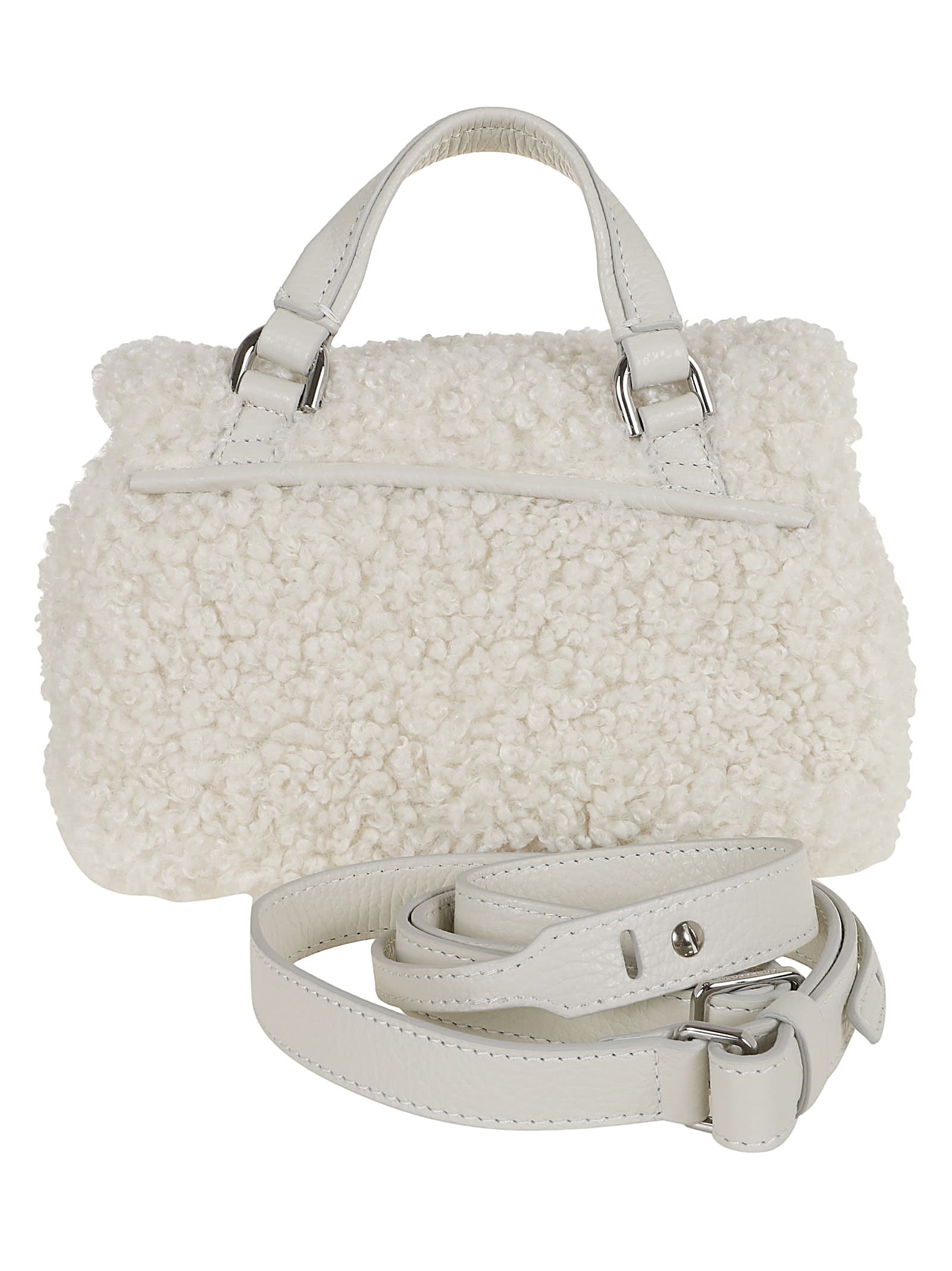 Zanellato White Leather And Faux Fur Bag In White