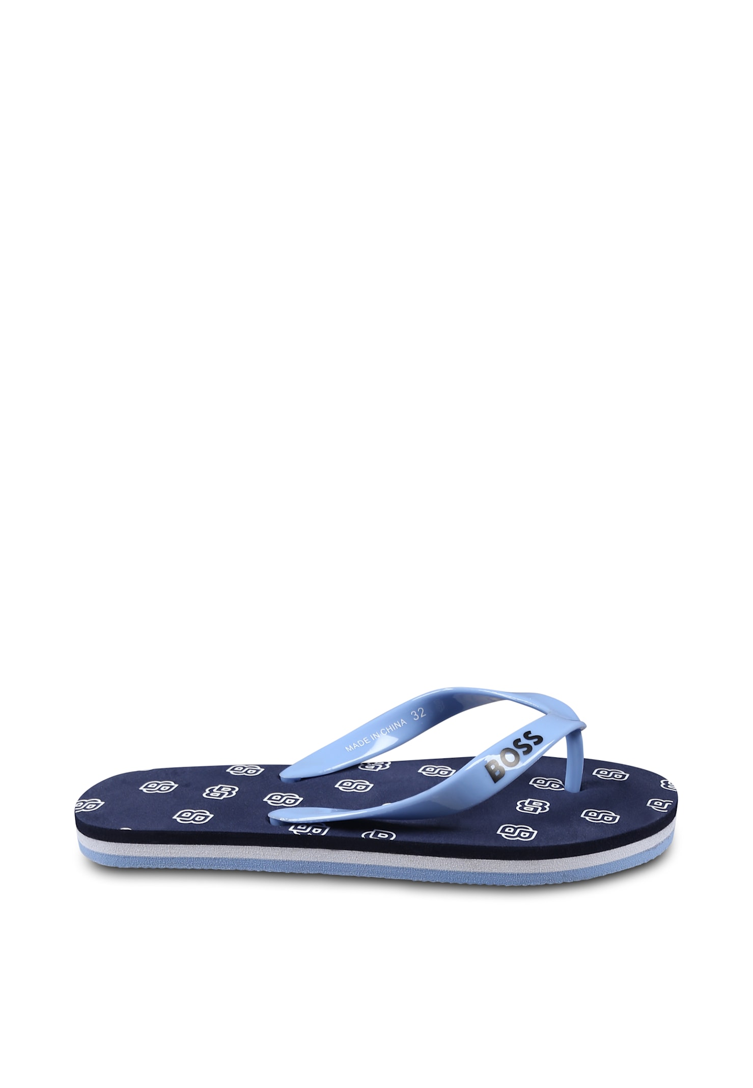 Hugo Boss Round Toe Flip Flops In Blue