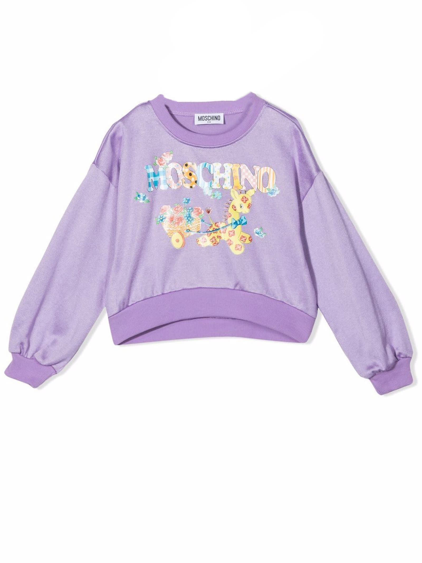 Moschino Lilac Cotton Sweatshirt