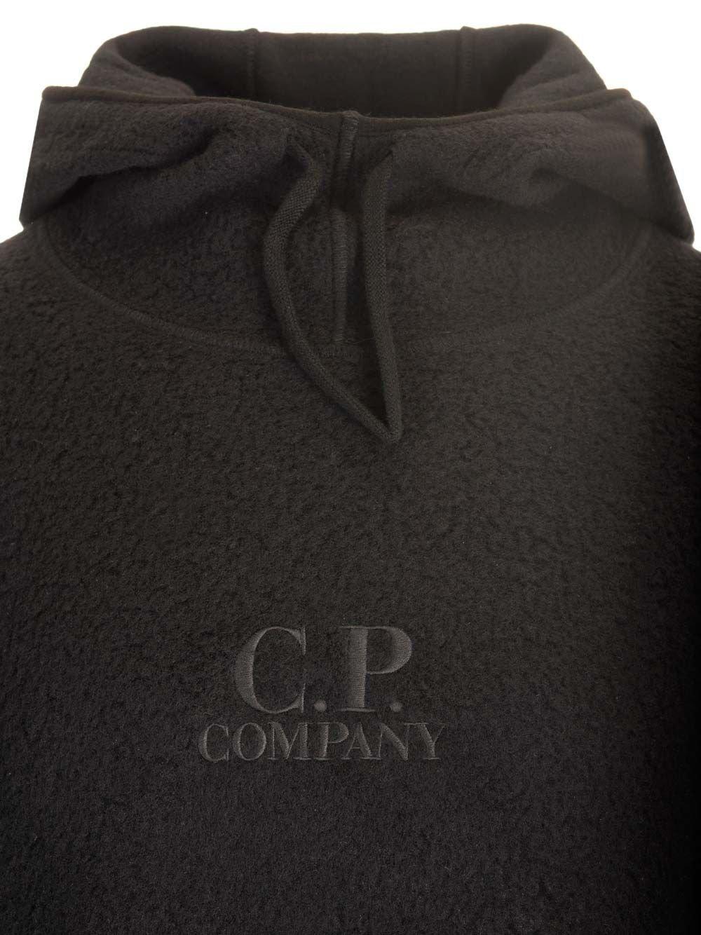 Shop C.p. Company Polar Fleece Hooded Sweatshirt In Nero